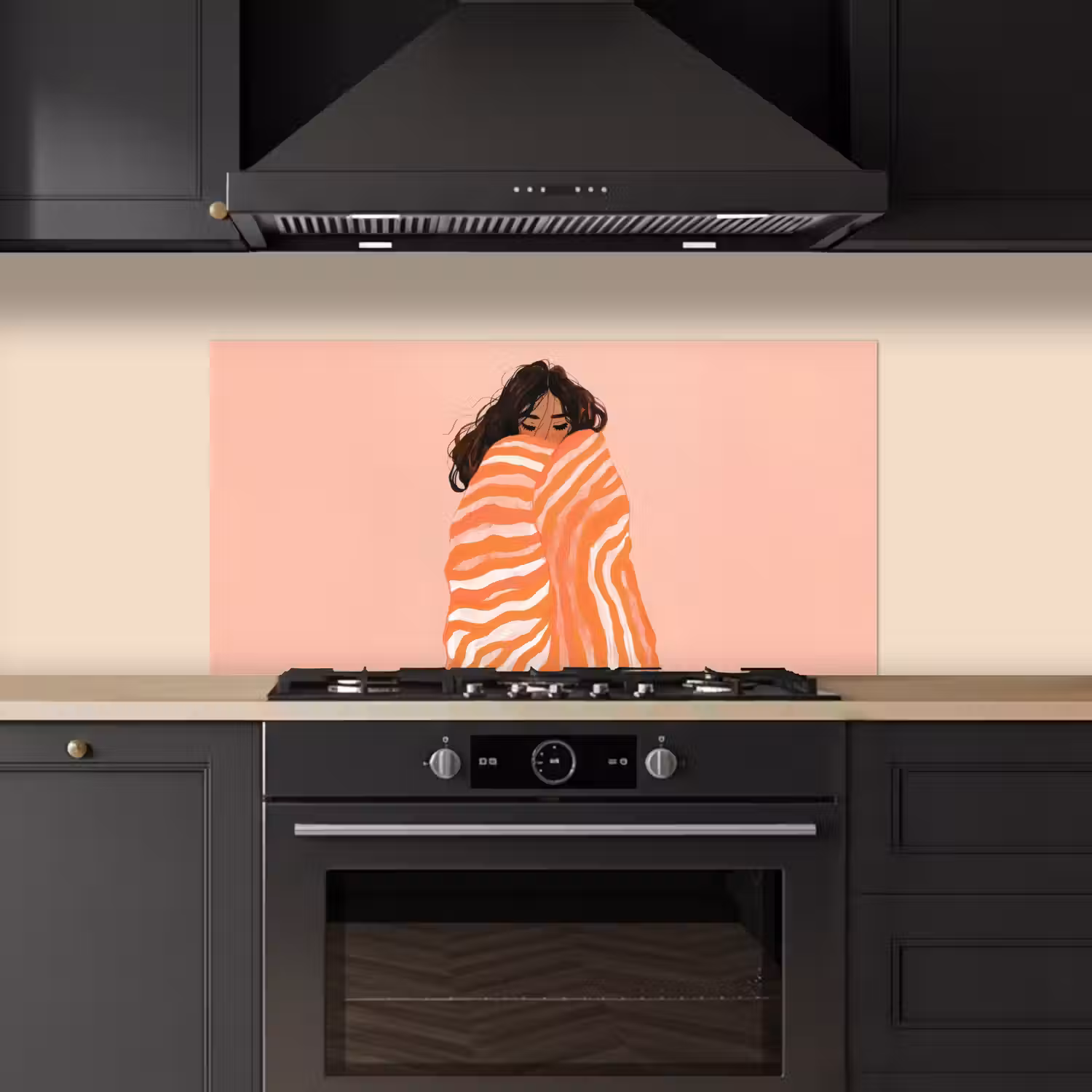 Meisje - Deken - Gestreept - Oranje keuken achterwand spatscherm middel -sfeer1