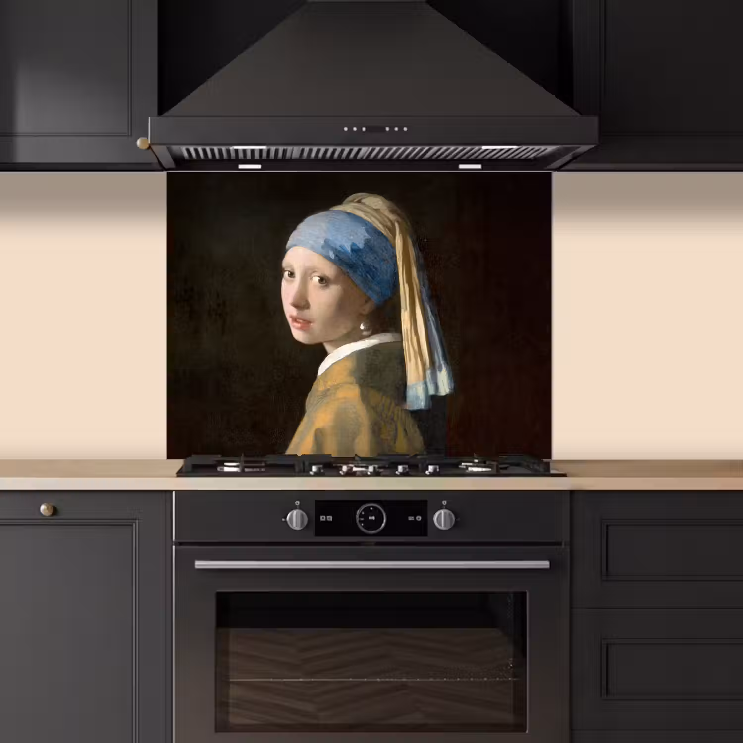 Meisje met de parel - Schilderij - Oude meesters - Vermeer keuken achterwand spatscherm middel -sfeer1