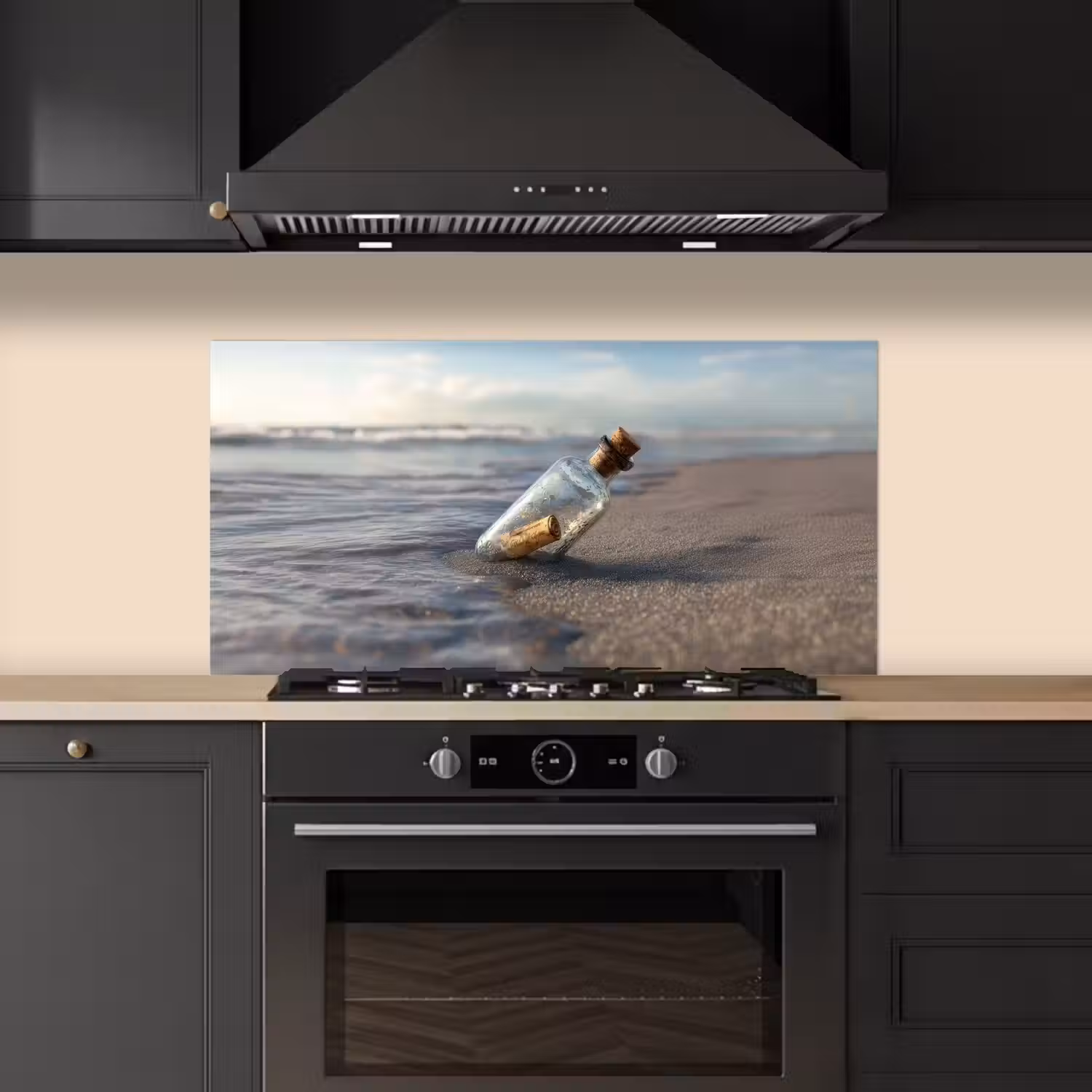 Glazenfles - Post - Zee - Zand keuken achterwand spatscherm middel -sfeer1