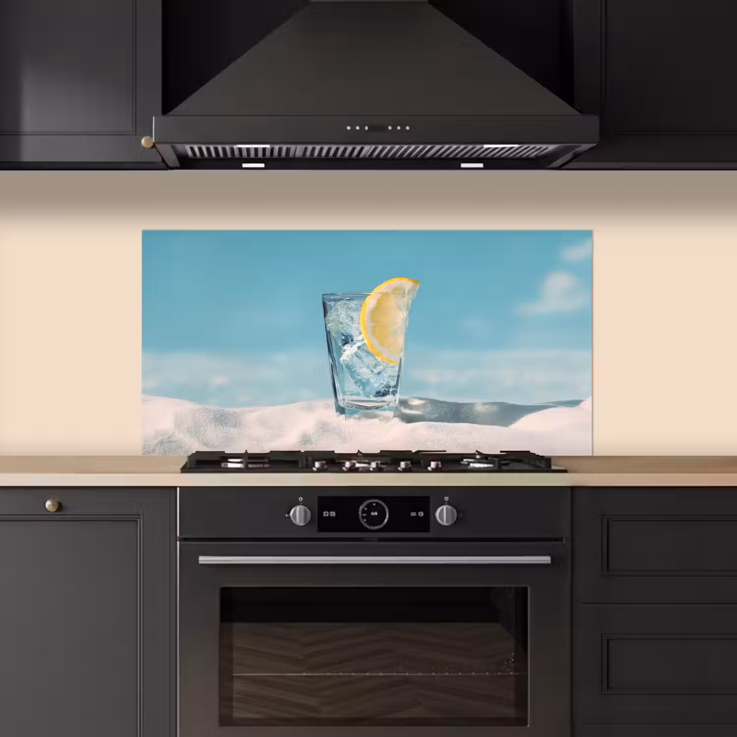 Glas - ijsblokjes - Citroen keuken achterwand spatscherm middel -sfeer1