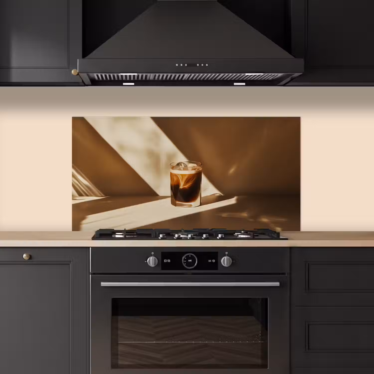 Glas - Ijskoffie - Schaduw - Bruin keuken achterwand spatscherm middel -sfeer1