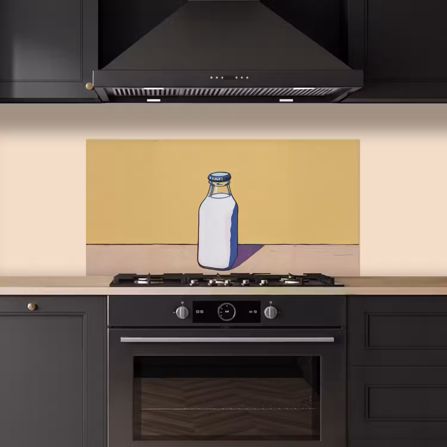 Glazen - Fles - Illustratie - Melk keuken achterwand spatscherm middel -sfeer1