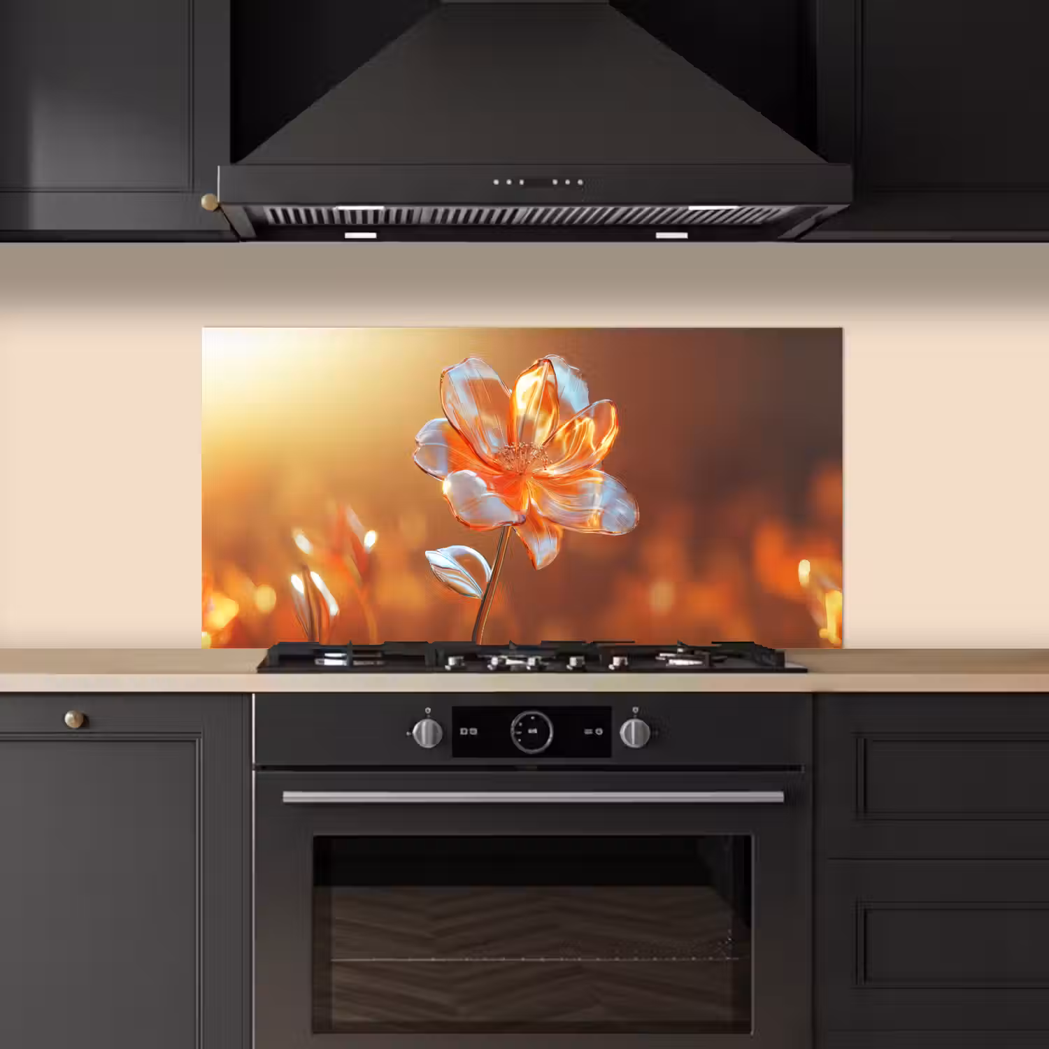 Glazen - Bloem - Zonlicht keuken achterwand spatscherm middel -sfeer1