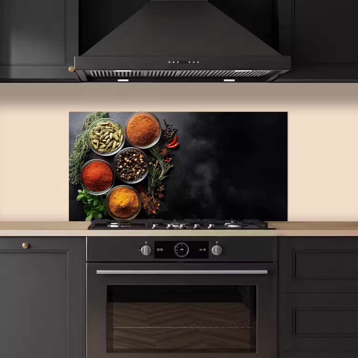 Glazen - Bakjes - Blaadjes - Kruiden keuken achterwand spatscherm middel -sfeer1