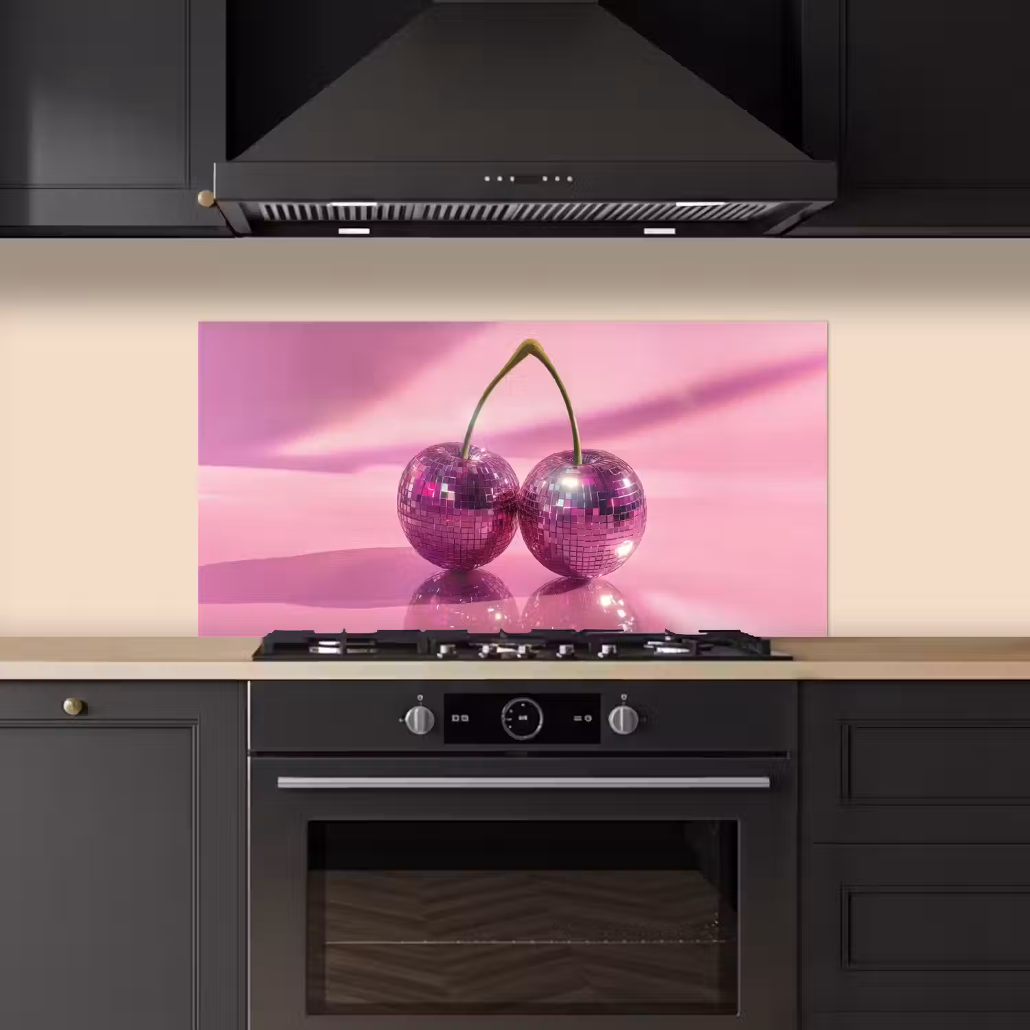 Glitter - Discobol - Roze - Kersen keuken achterwand spatscherm middel -sfeer1