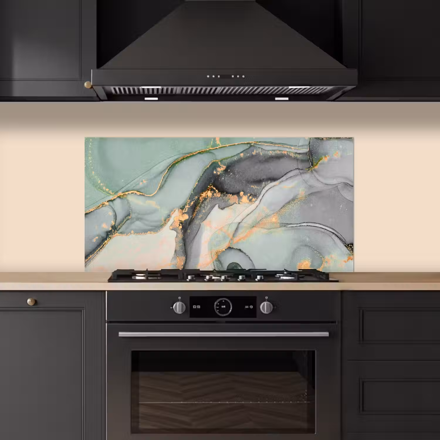 Goud - Marmer - Groen - luxe - Glitter - Marmerlook keuken achterwand spatscherm middel -sfeer1