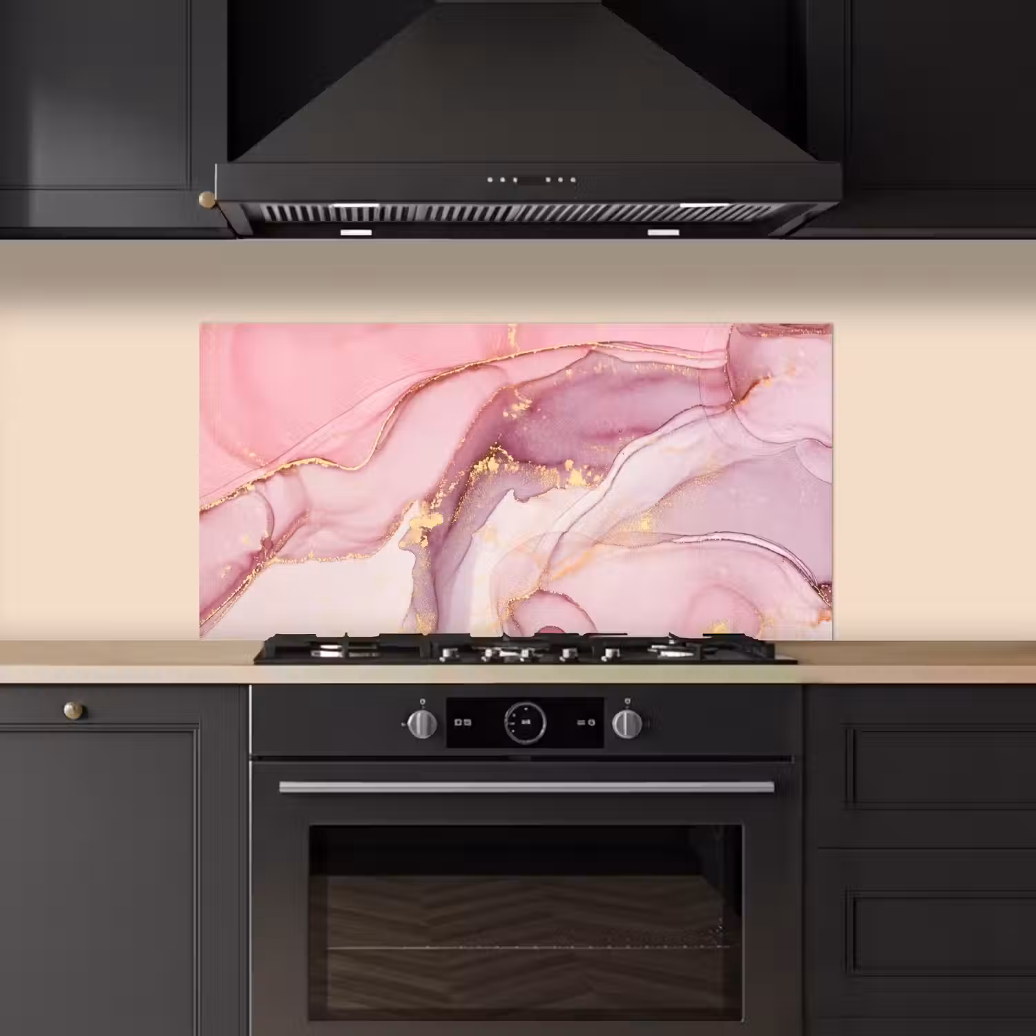 Goud - Marmer - Roze keuken achterwand spatscherm middel -sfeer1