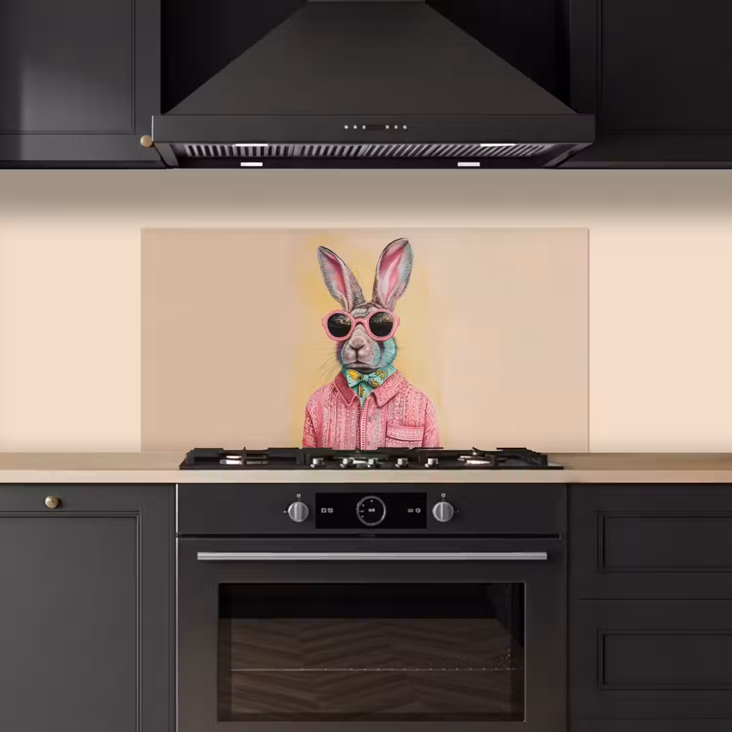 Grijs - Konijn - Blouse - Strik keuken achterwand spatscherm middel -sfeer1