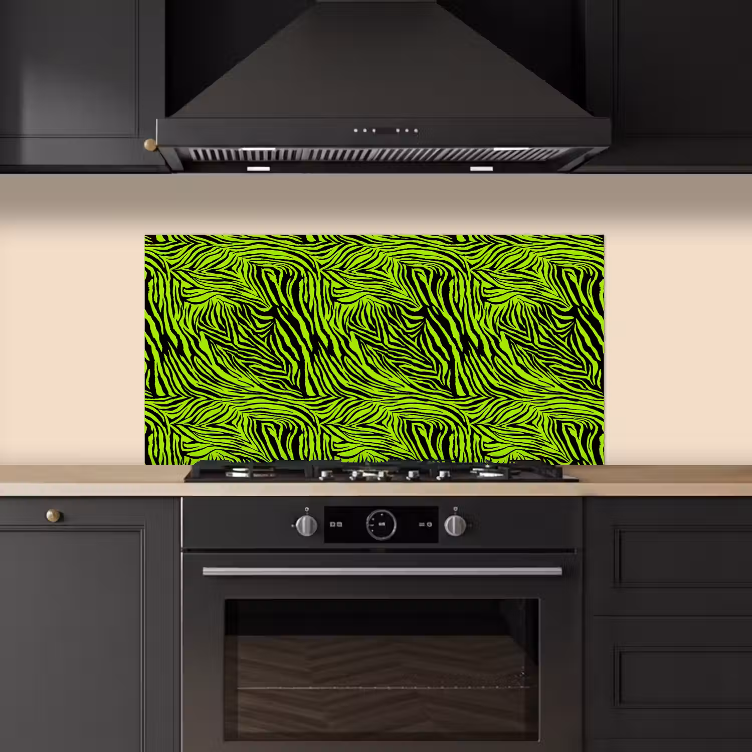 Groen - Zwart - Zebra keuken achterwand spatscherm middel 899 -sfeer1