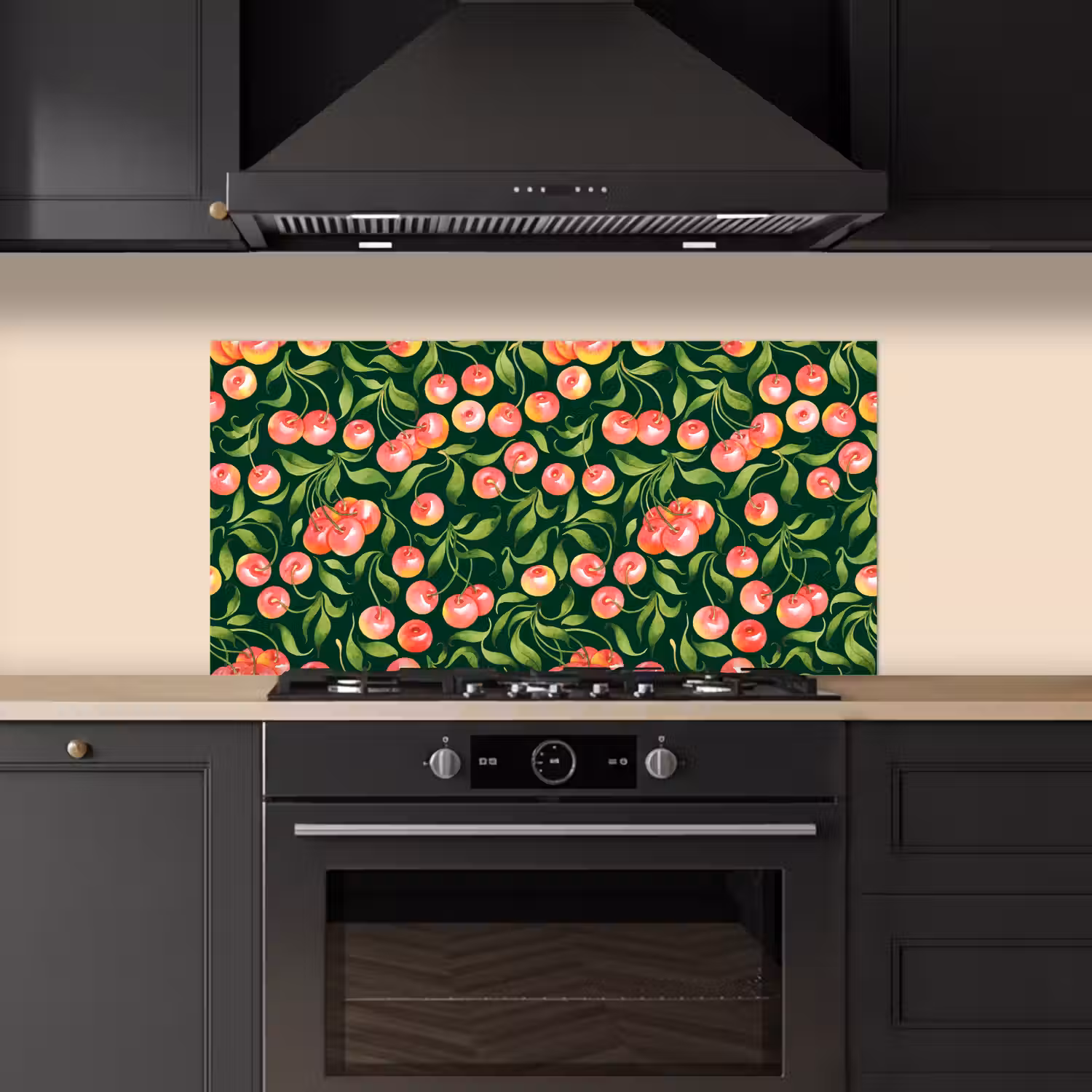 Groen - Rood - Kersen - Bladeren keuken achterwand spatscherm middel 899 -sfeer1