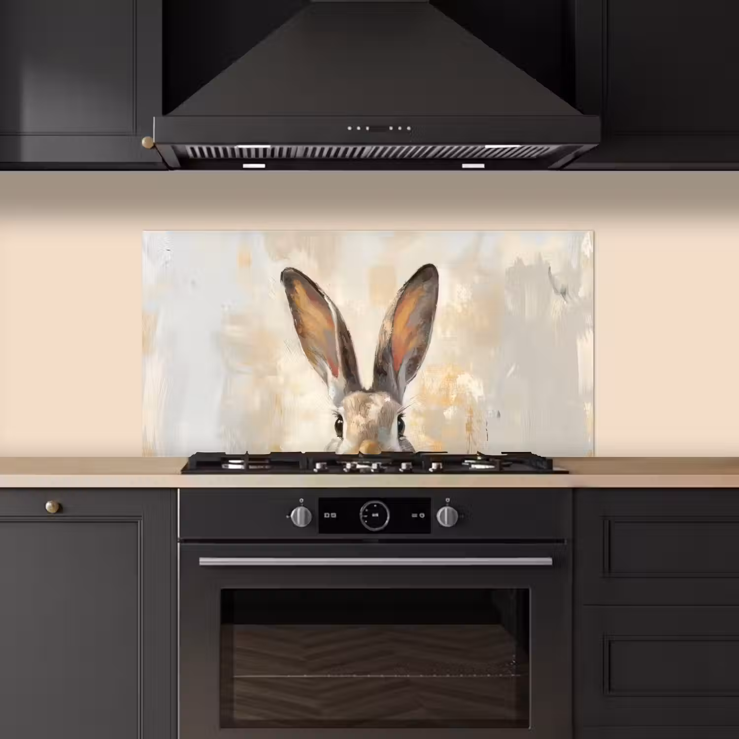Haas - Oren - Bruin keuken achterwand spatscherm middel -sfeer1