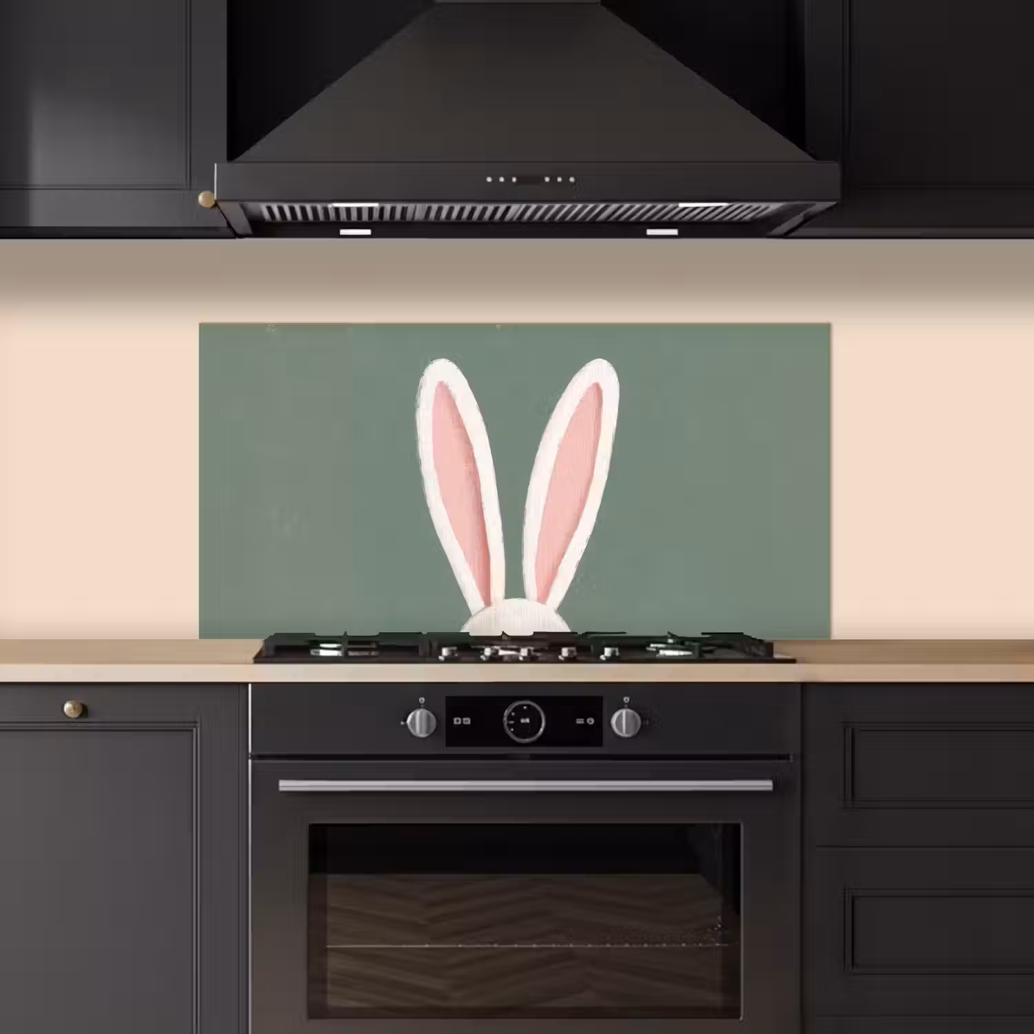 Hazen - Oren - Roze keuken achterwand spatscherm middel -sfeer1