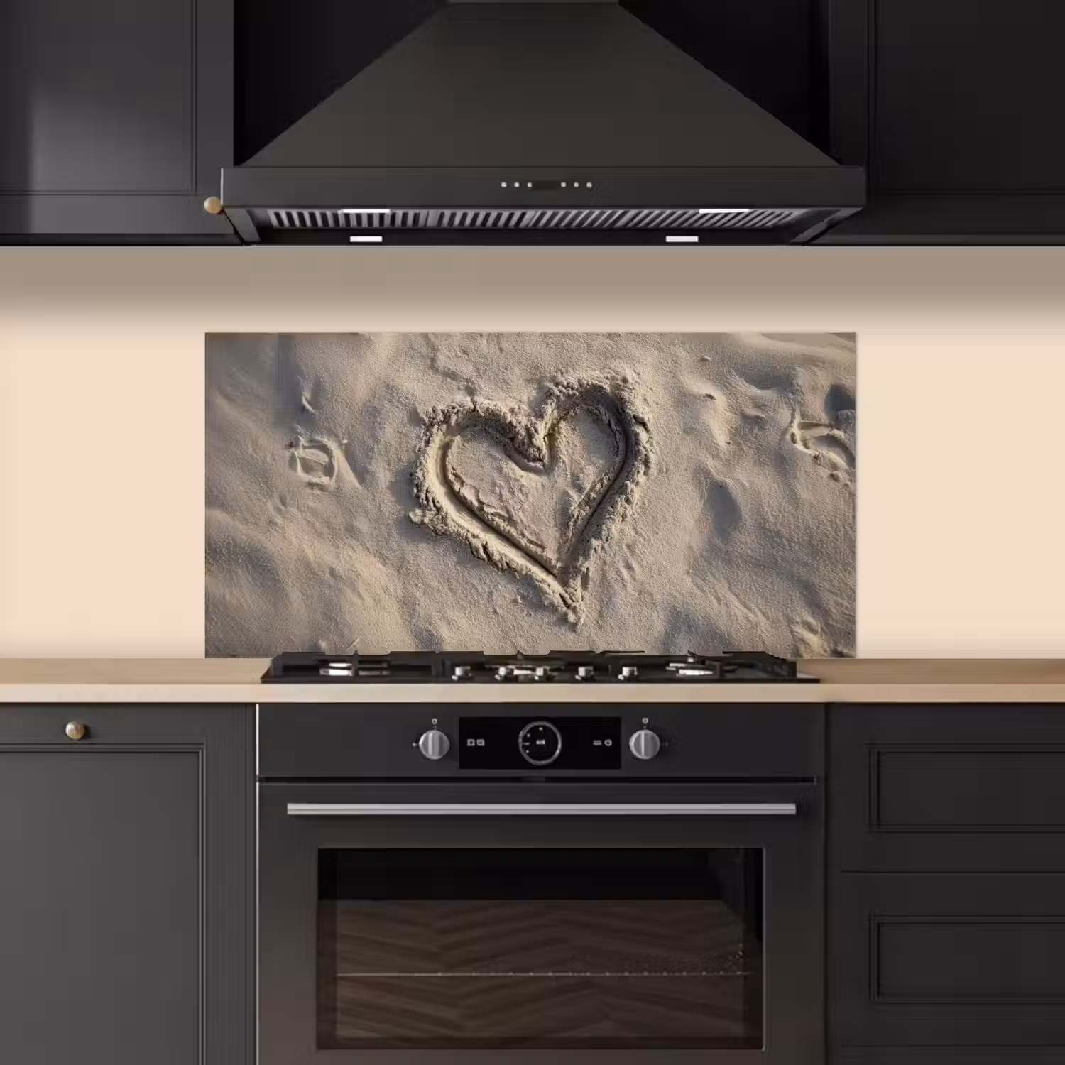 Hartvorm - Getekend - Beige - Zand keuken achterwand spatscherm middel -sfeer1