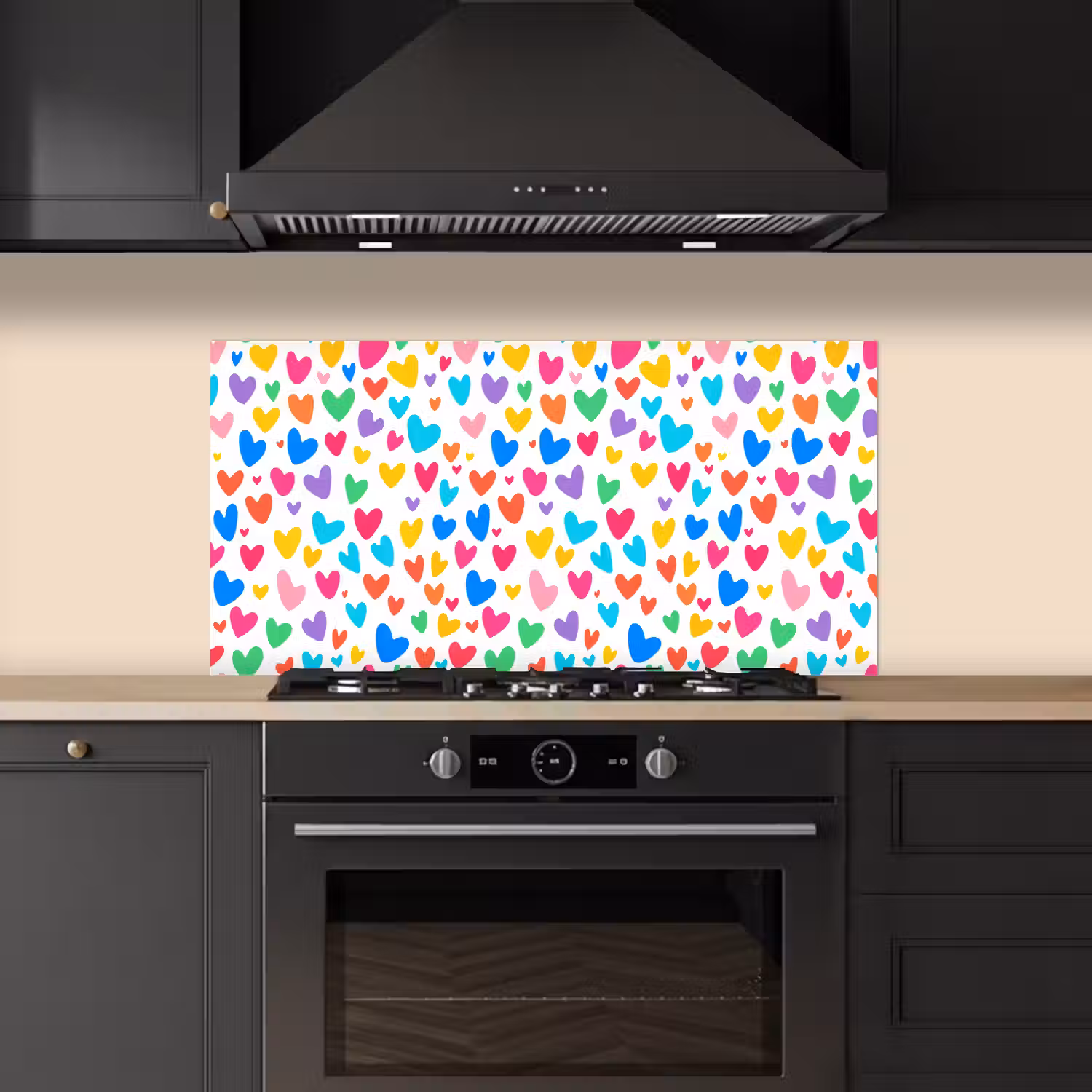 Hartjes - Kleurrijk - Patroon - Levendig keuken achterwand spatscherm middel -sfeer1