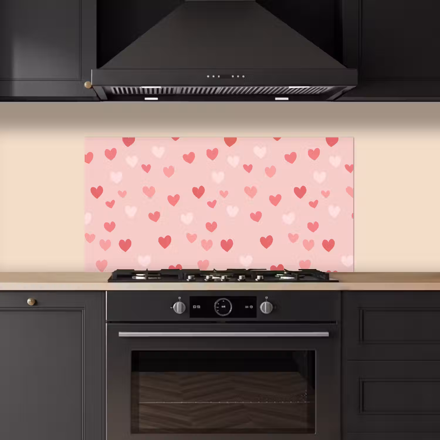 Hartjes - Patroon - Roze keuken achterwand spatscherm middel -sfeer1