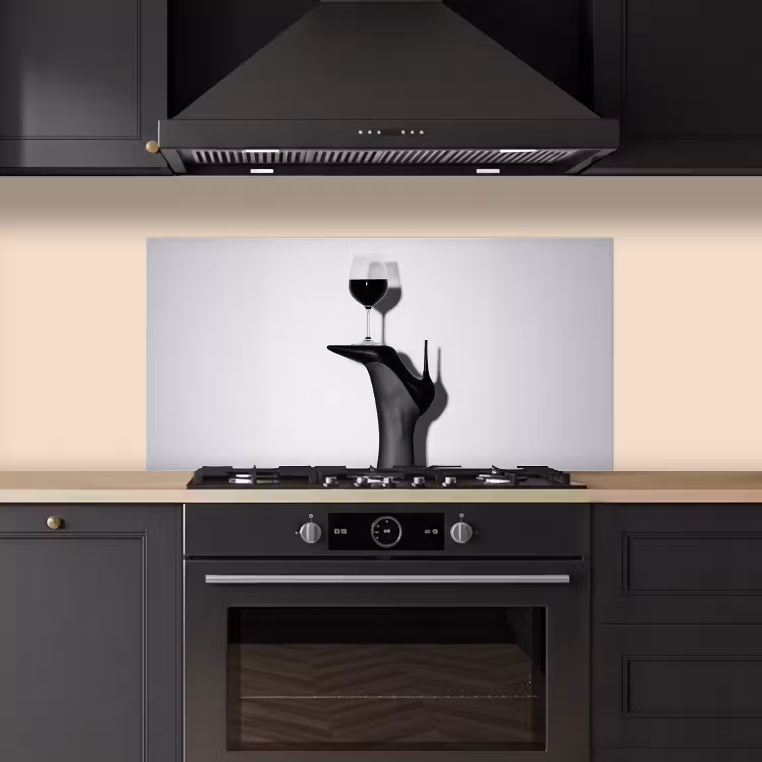 Hak - Wijn - Minimalistisch - Zwart keuken achterwand spatscherm middel -sfeer1