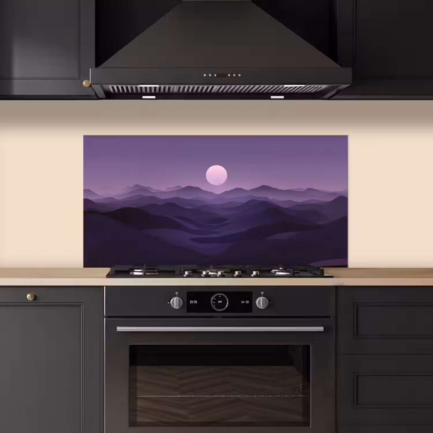 Heuvels - Paars - Mist - Zon keuken achterwand spatscherm middel -sfeer1