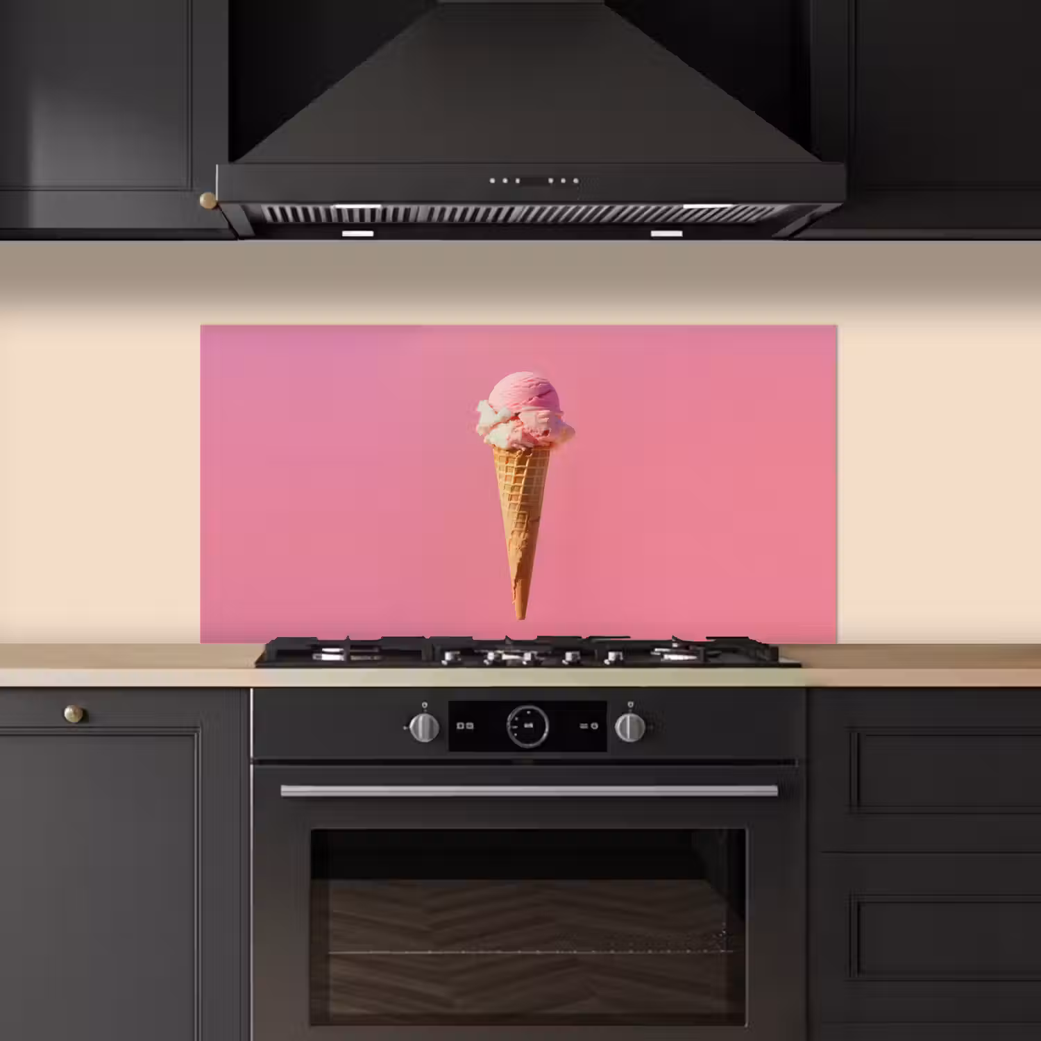 Hoorntje - Schepijs - Roze keuken achterwand spatscherm middel -sfeer1