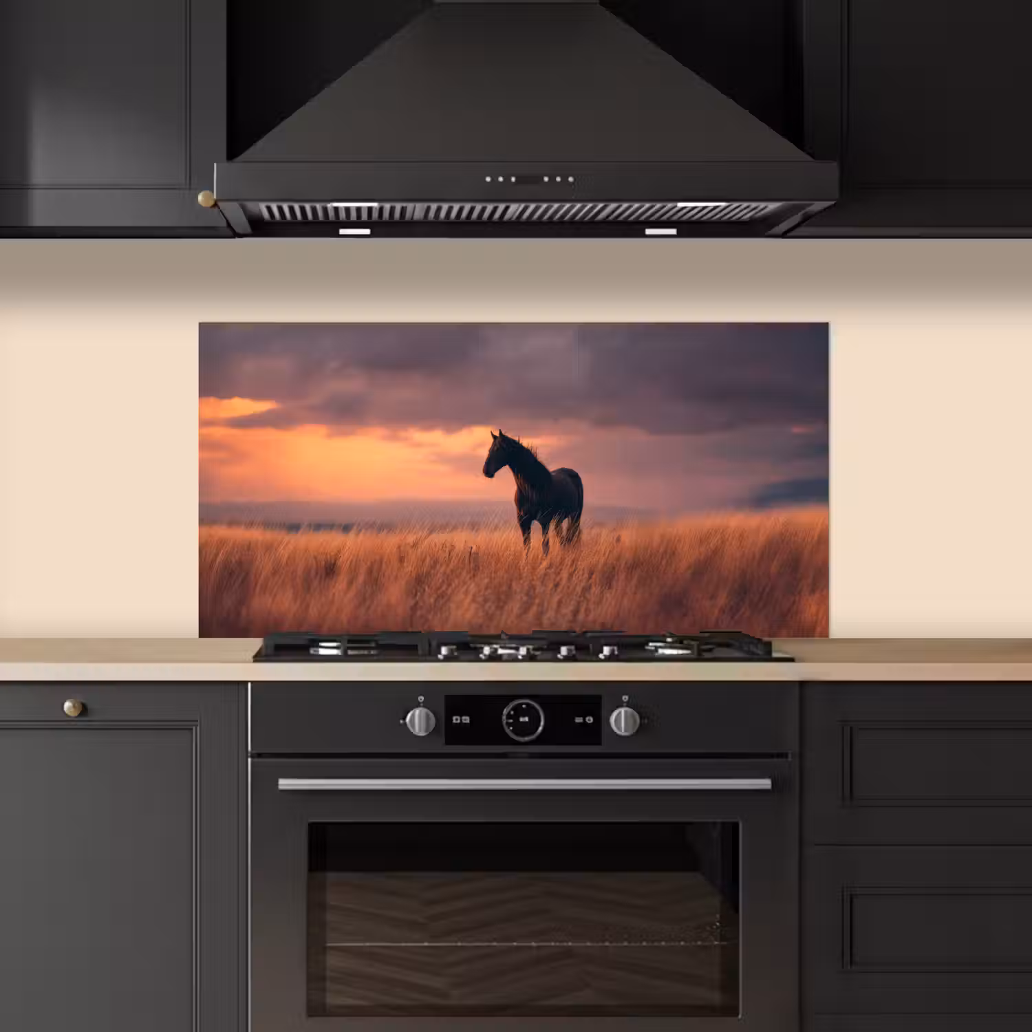 Paard - Wolken - Open veld keuken achterwand spatscherm middel -sfeer1