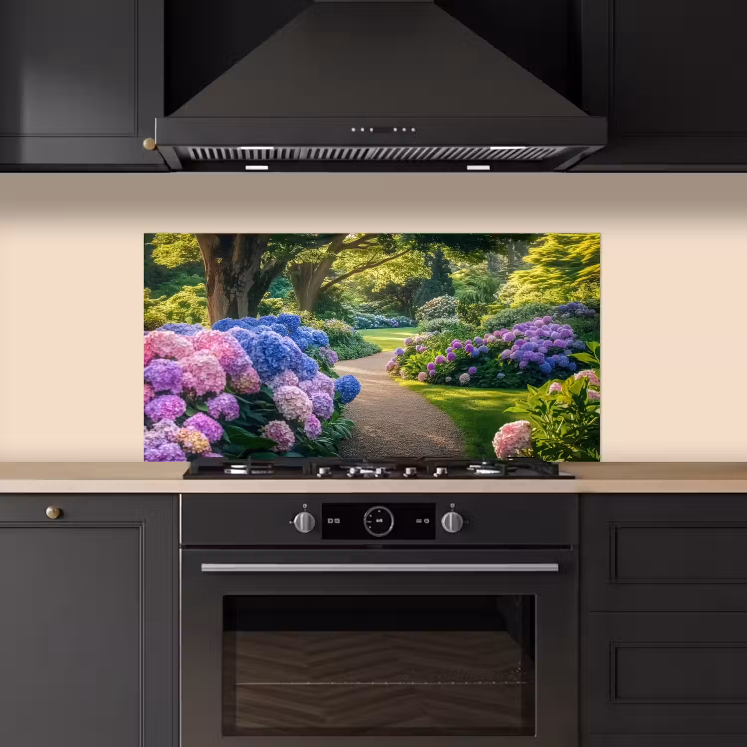 Hortensia- Park - Pad keuken achterwand spatscherm middel -sfeer1