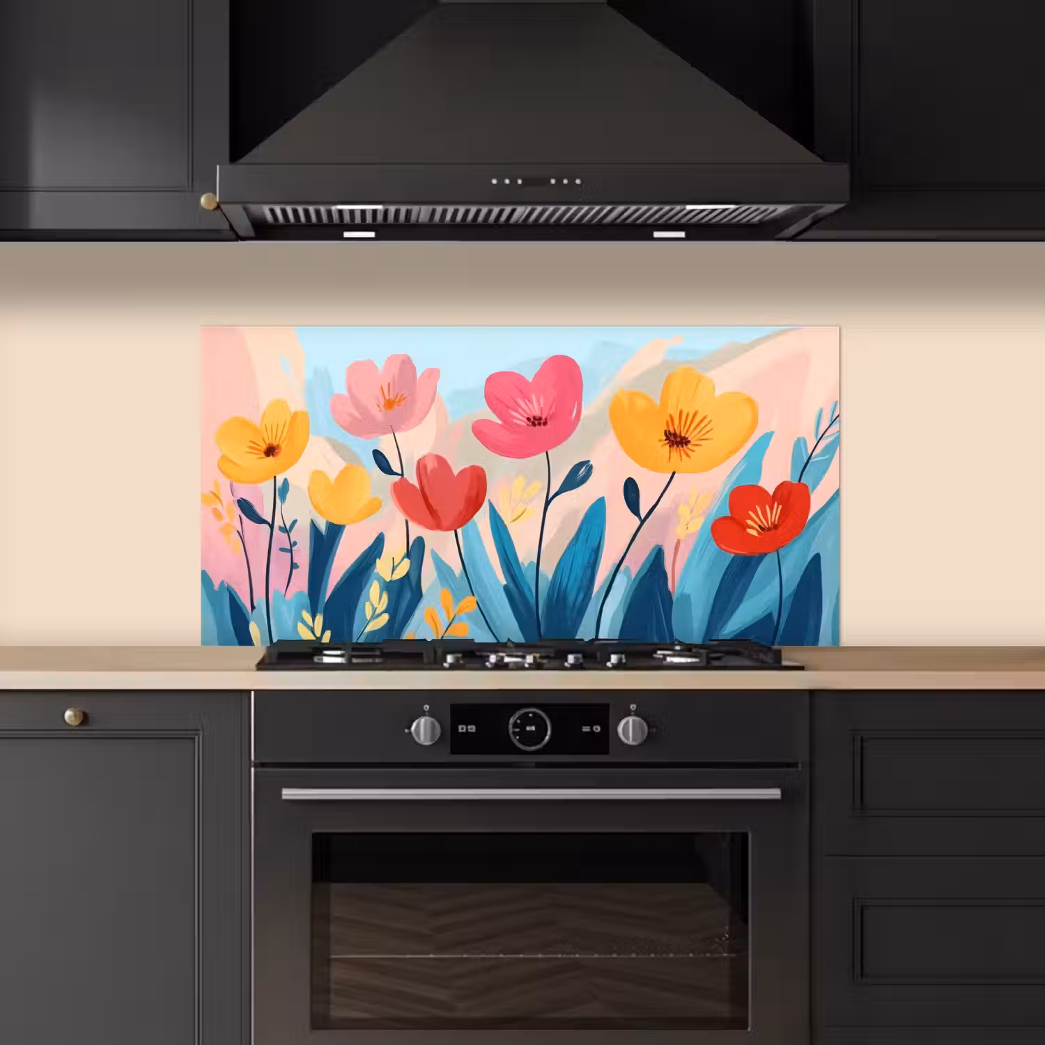 Illustratie - Bloemen - Kleurrijk keuken achterwand spatscherm middel -sfeer1