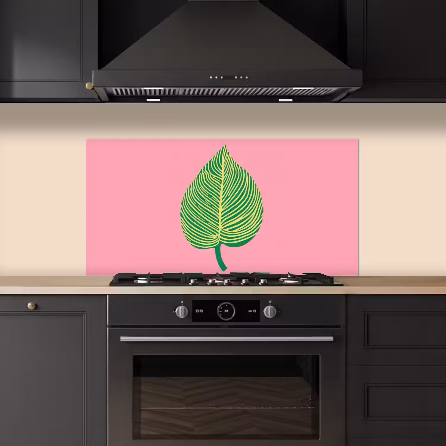 Illustratie - Blad - Minimalistisch - Groen keuken achterwand spatscherm middel -sfeer1