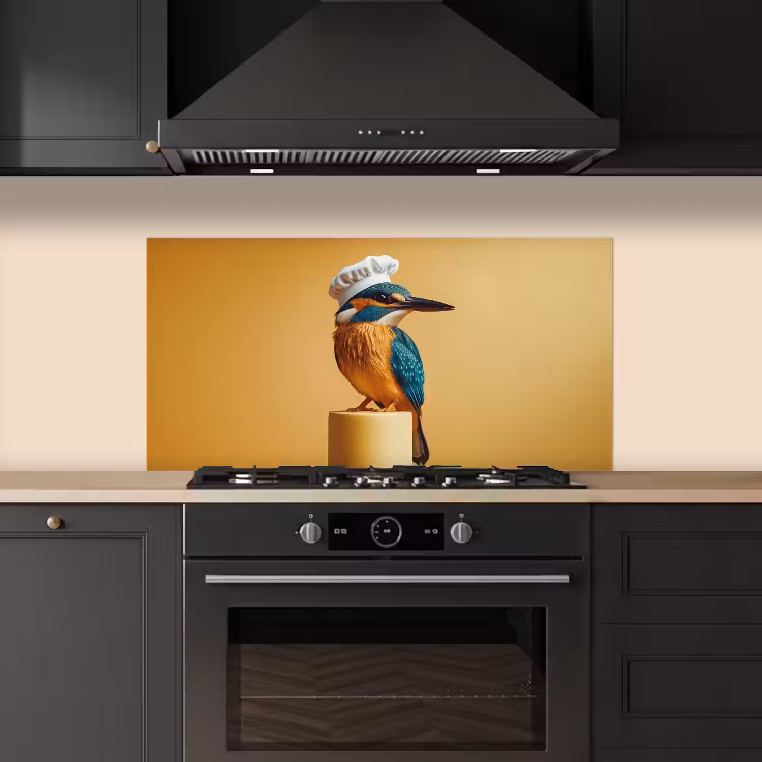 Ijsvogel - Pilaar - Koksmuts - Vogel keuken achterwand spatscherm middel -sfeer1
