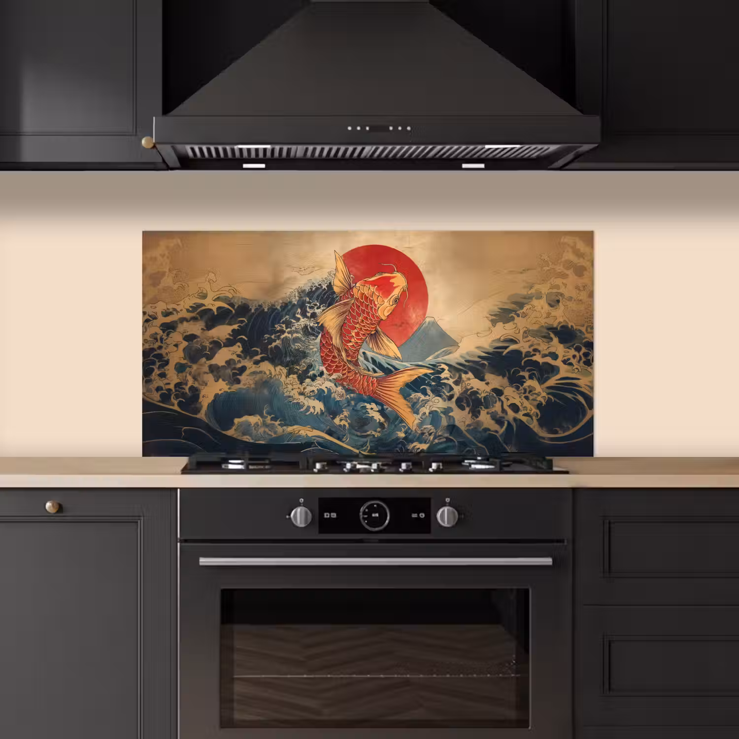 Koi - Zee - Golven - Zon keuken achterwand spatscherm middel -sfeer1