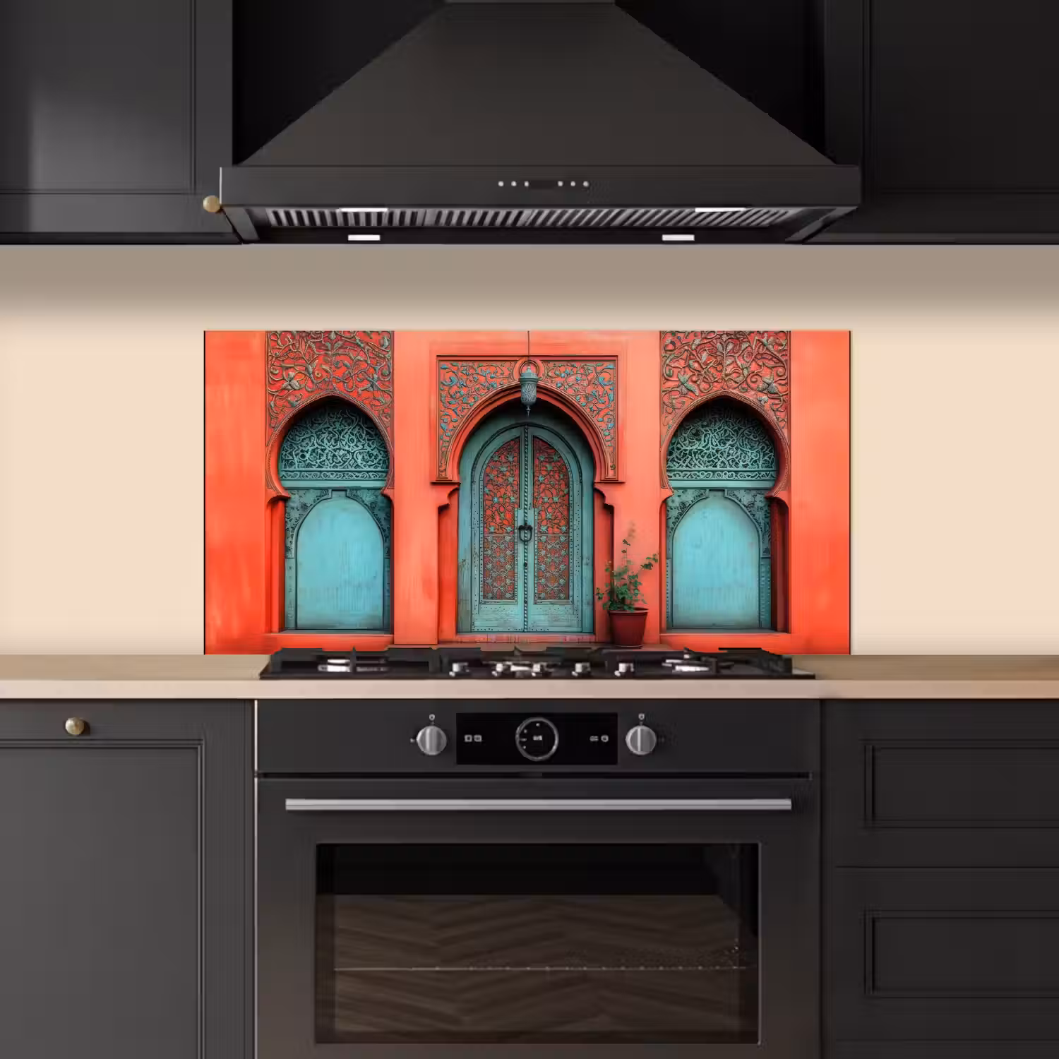 Lantaarn - Deur - Turquoise keuken achterwand spatscherm middel -sfeer1
