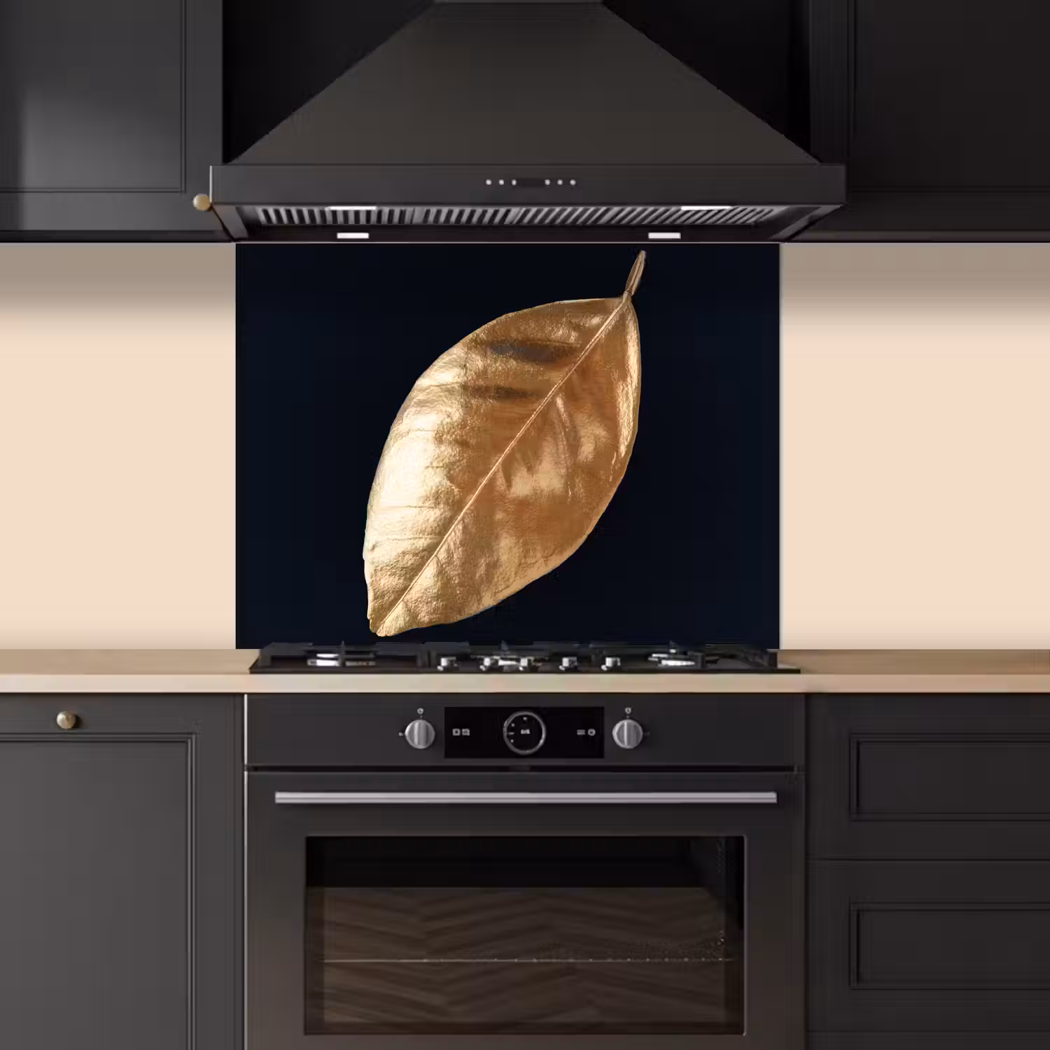 Bladeren - Black en gold - Luxe - Natuur - Planten keuken achterwand spatscherm middel -sfeer1