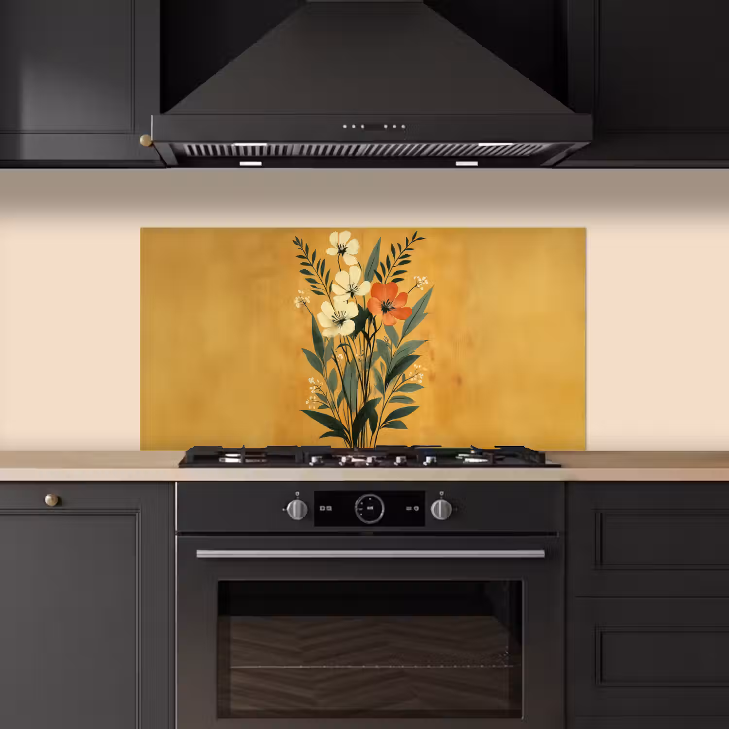 Bladeren - Boeket - Bloemen - Geel keuken achterwand spatscherm middel -sfeer1