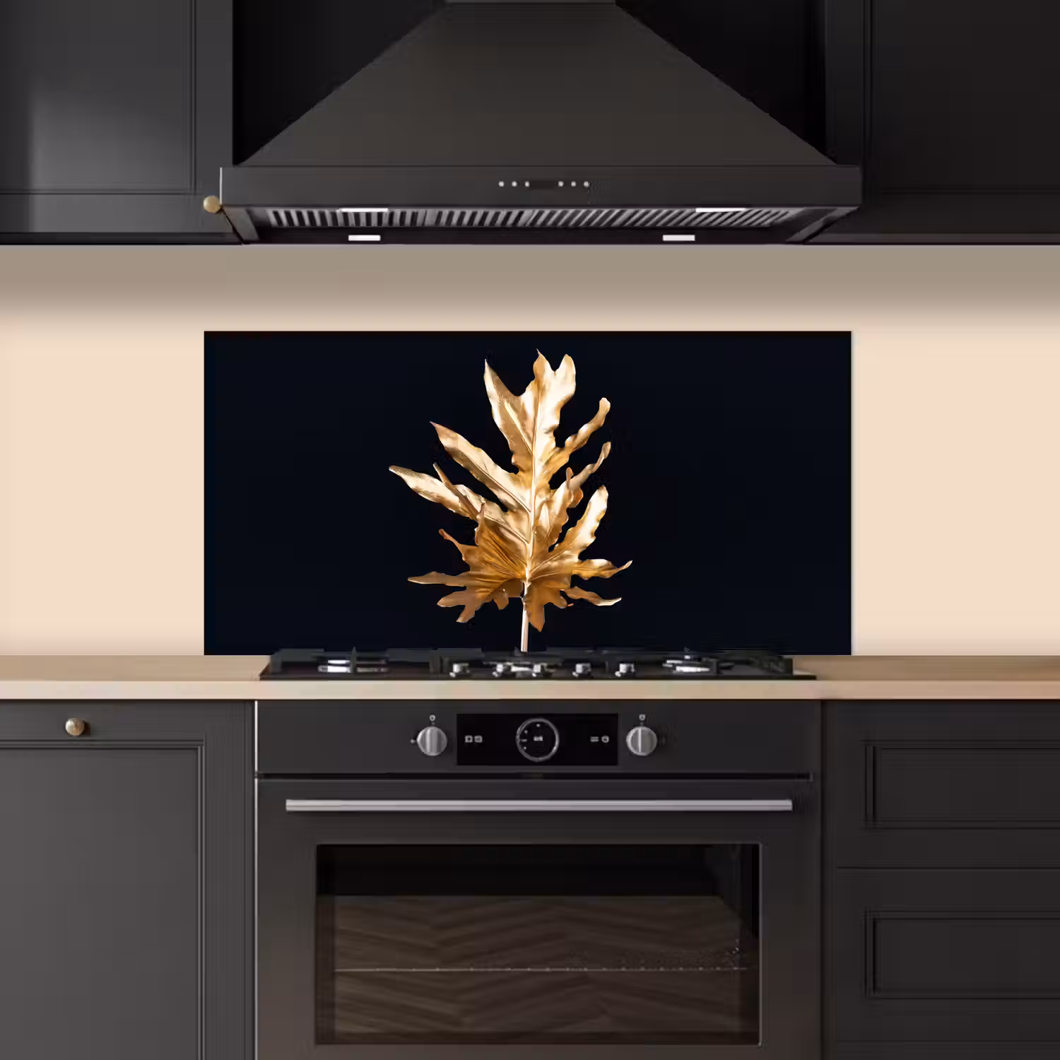 Bladeren - Goud - Herfst - Natuur - Luxe keuken achterwand spatscherm middel -sfeer1
