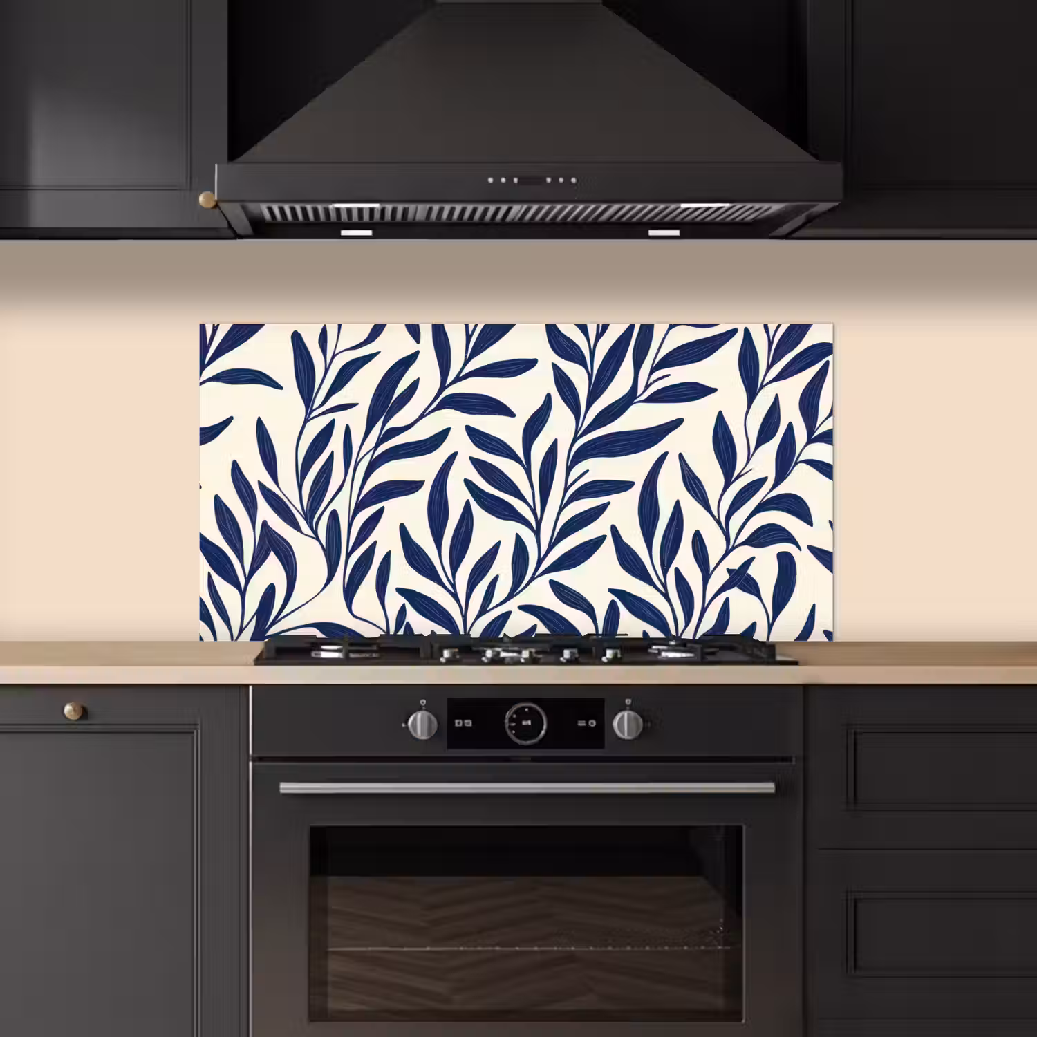 Bladeren - Klimop - Donkerblauw keuken achterwand spatscherm middel -sfeer1