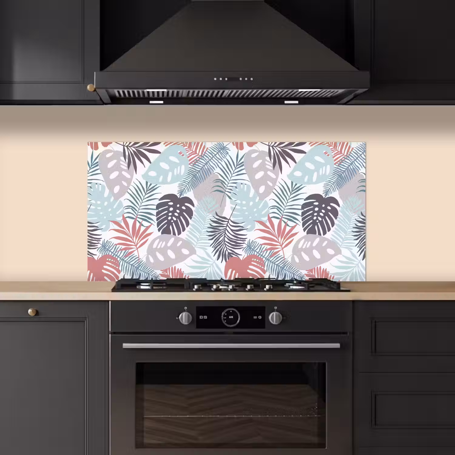 Bladeren - Jungle - Pastel - Tropisch keuken achterwand spatscherm middel -sfeer1