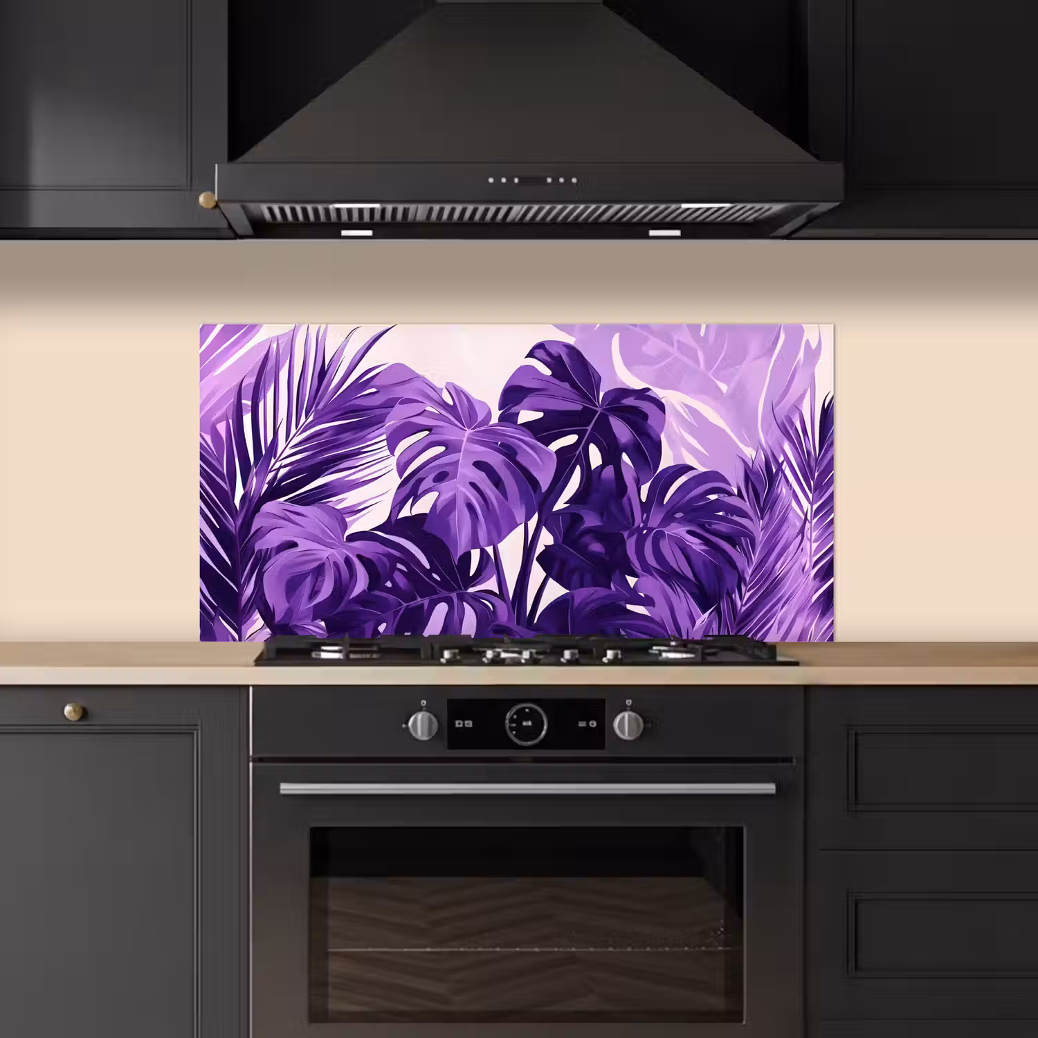 Bladeren - Paars - Tropisch - Abstract keuken achterwand spatscherm middel -sfeer1