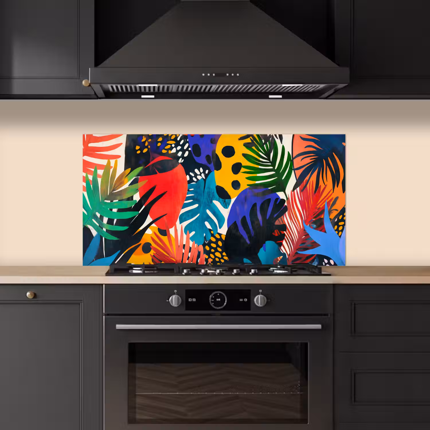 Bladeren - Vormen - Abstract - Kleurrijk keuken achterwand spatscherm middel -sfeer1