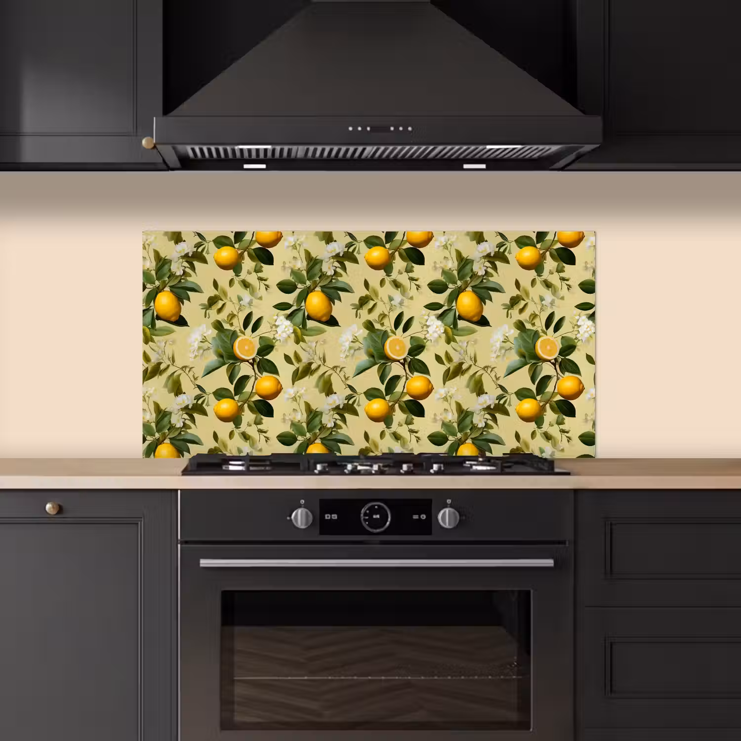 Citroen - Groen - Bloesem keuken achterwand spatscherm middel 899 -sfeer1