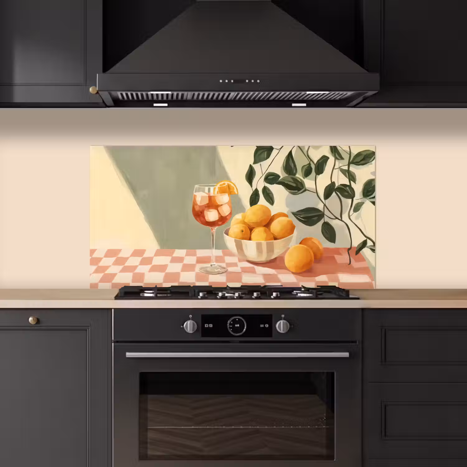 Citroenen - Glas - Tafelkleed - Geblokt keuken achterwand spatscherm middel -sfeer1