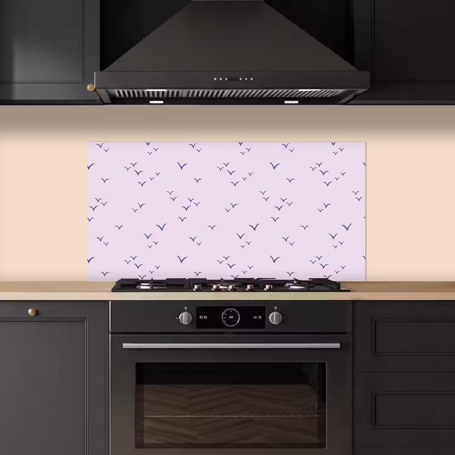 Lila - Vogels - Blauw keuken achterwand spatscherm middel 899 -sfeer1