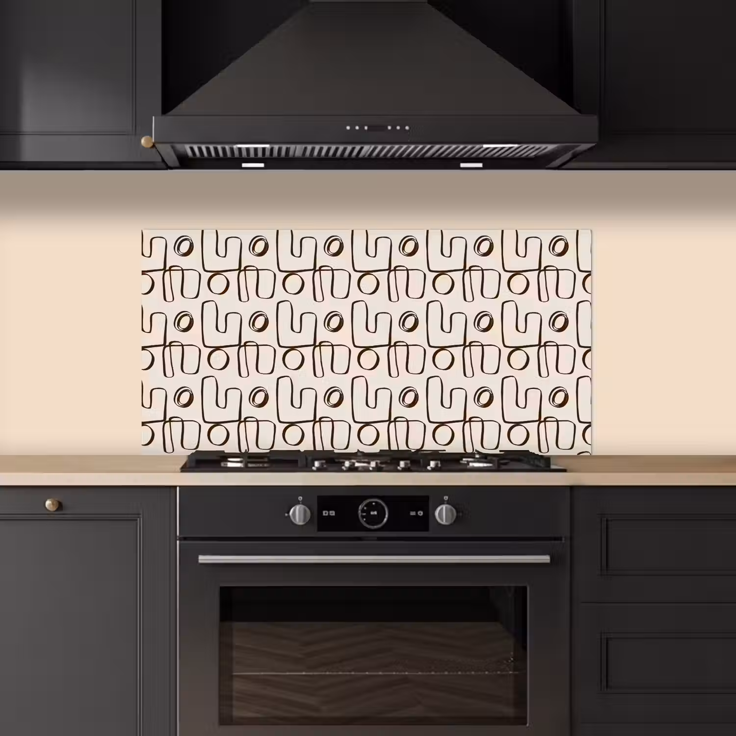 Lijnen - Beige - Patroon - Donkerbruin keuken achterwand spatscherm middel 899 -sfeer1