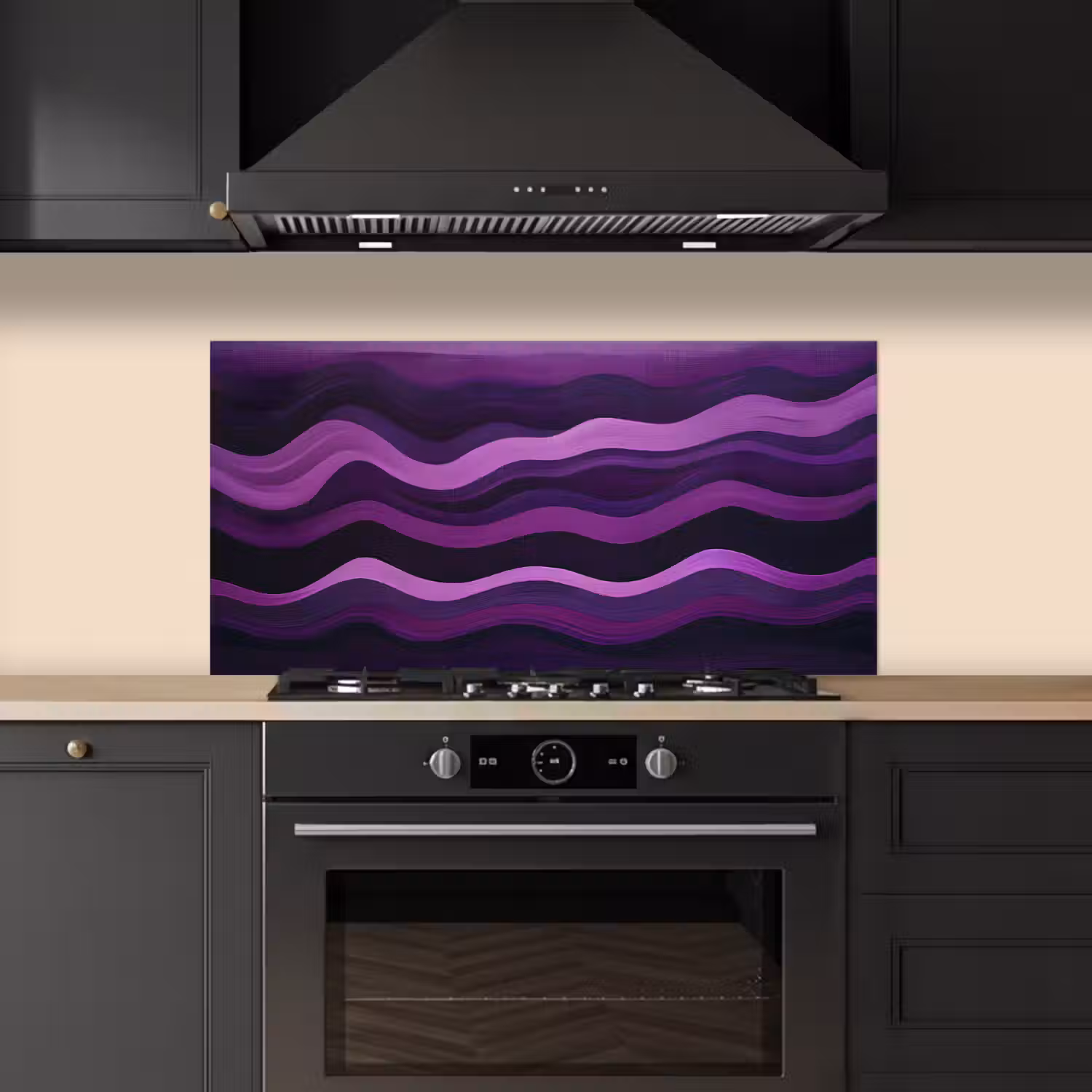 Lijnen - Golven - Paars - Abstract keuken achterwand spatscherm middel -sfeer1