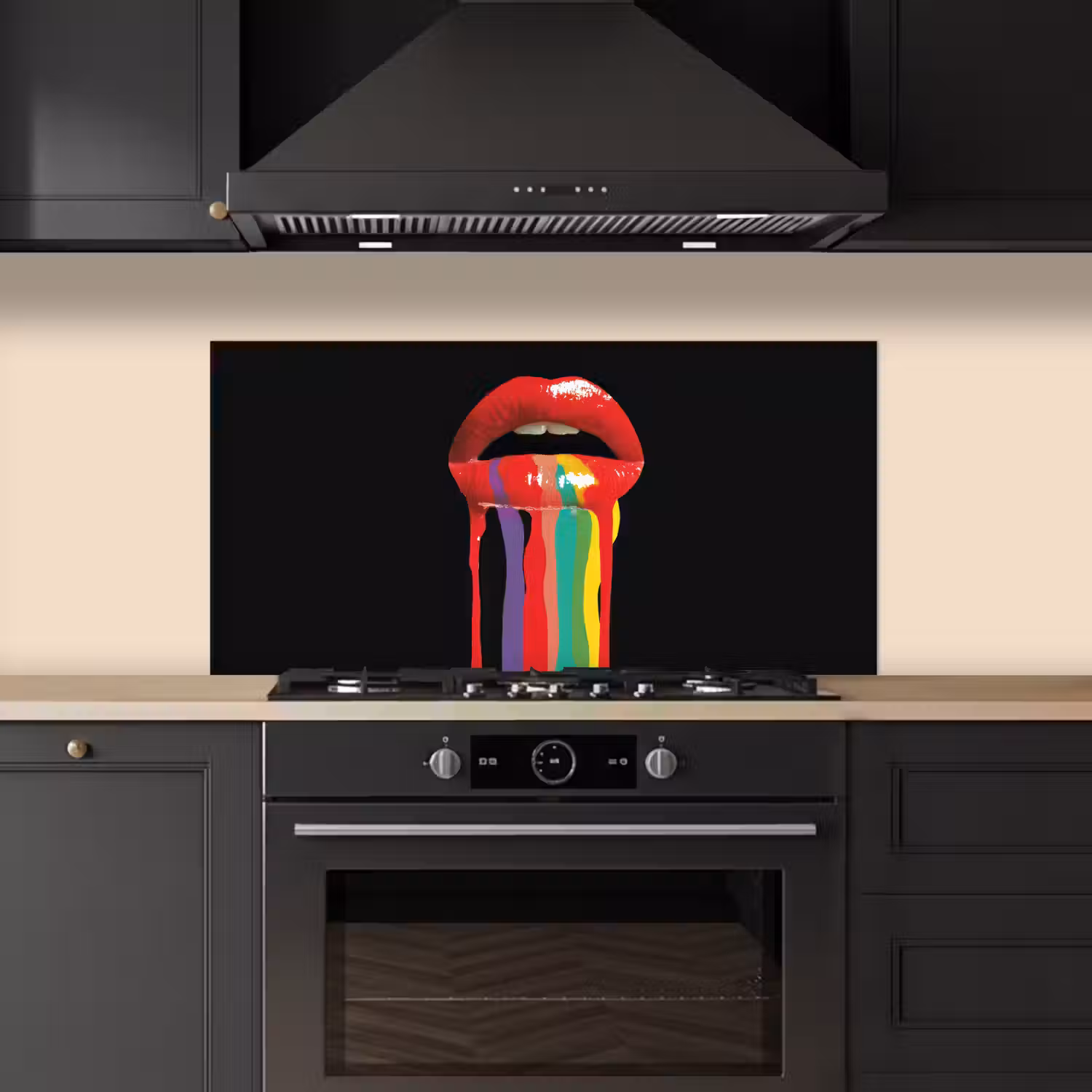 Lippen - Kleuren - Zwart keuken achterwand spatscherm middel -sfeer1