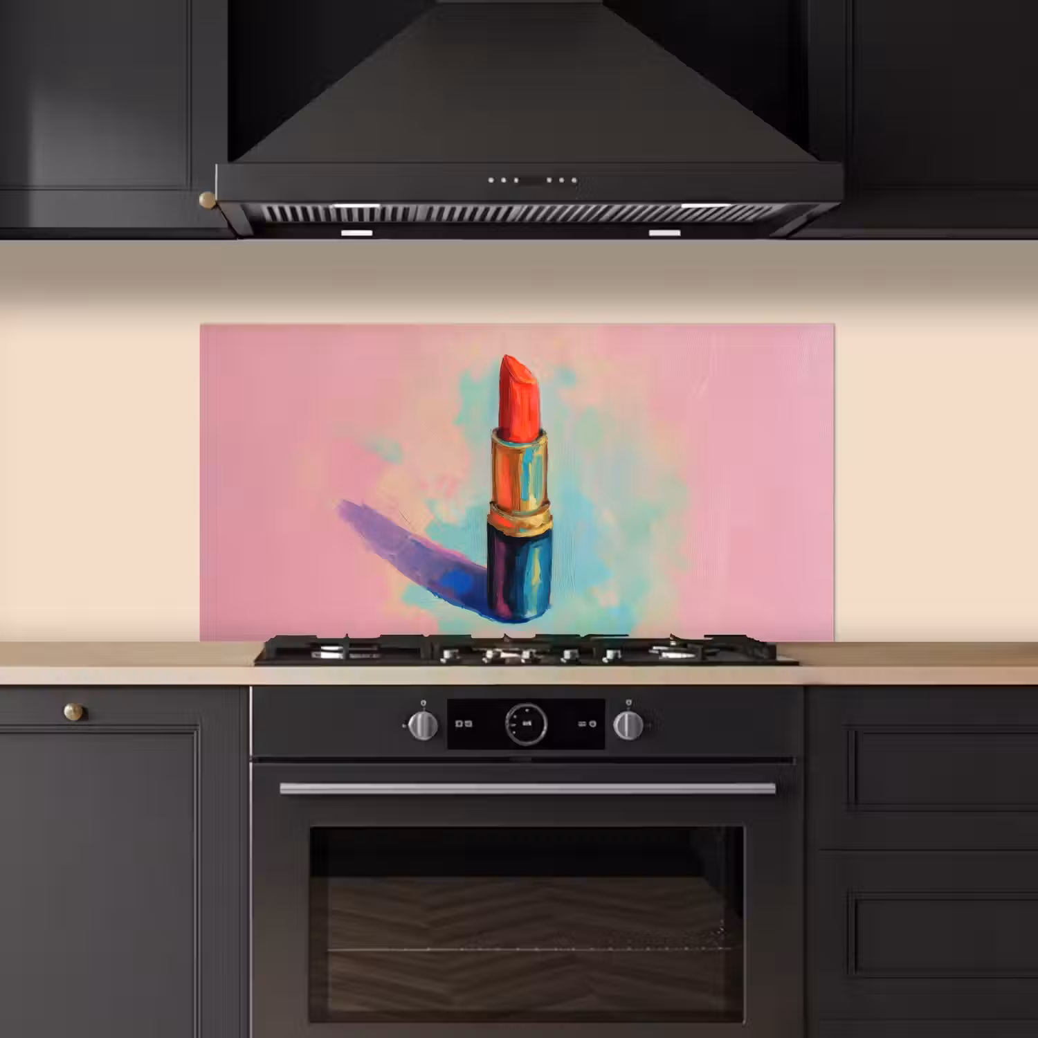 Lippenstift - Rood - Penseelstreken keuken achterwand spatscherm middel -sfeer1