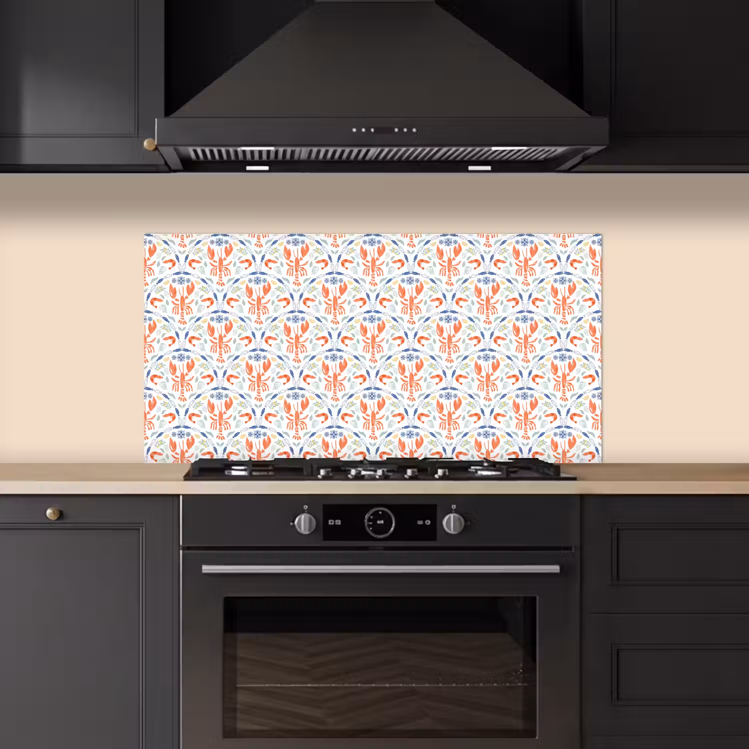 Sfeer - Oranje - Blauw - Groen keuken achterwand spatscherm middel 899 -sfeer1