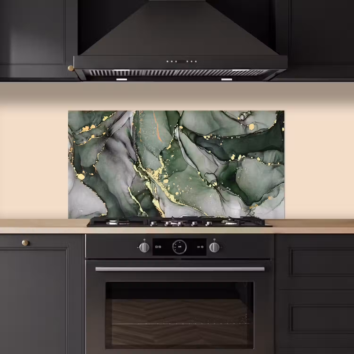 Luxe - Marmer - Groen keuken achterwand spatscherm middel -sfeer1