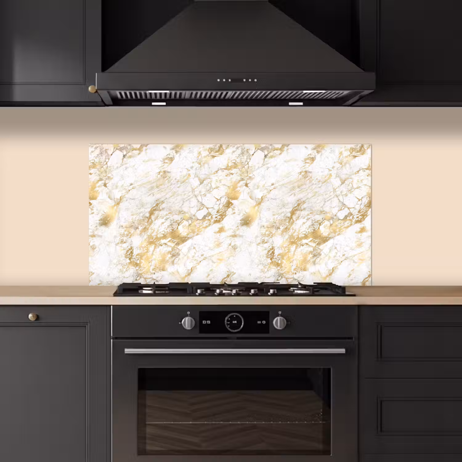 Marmer - Goud - Structuur keuken achterwand spatscherm middel 899 -sfeer1