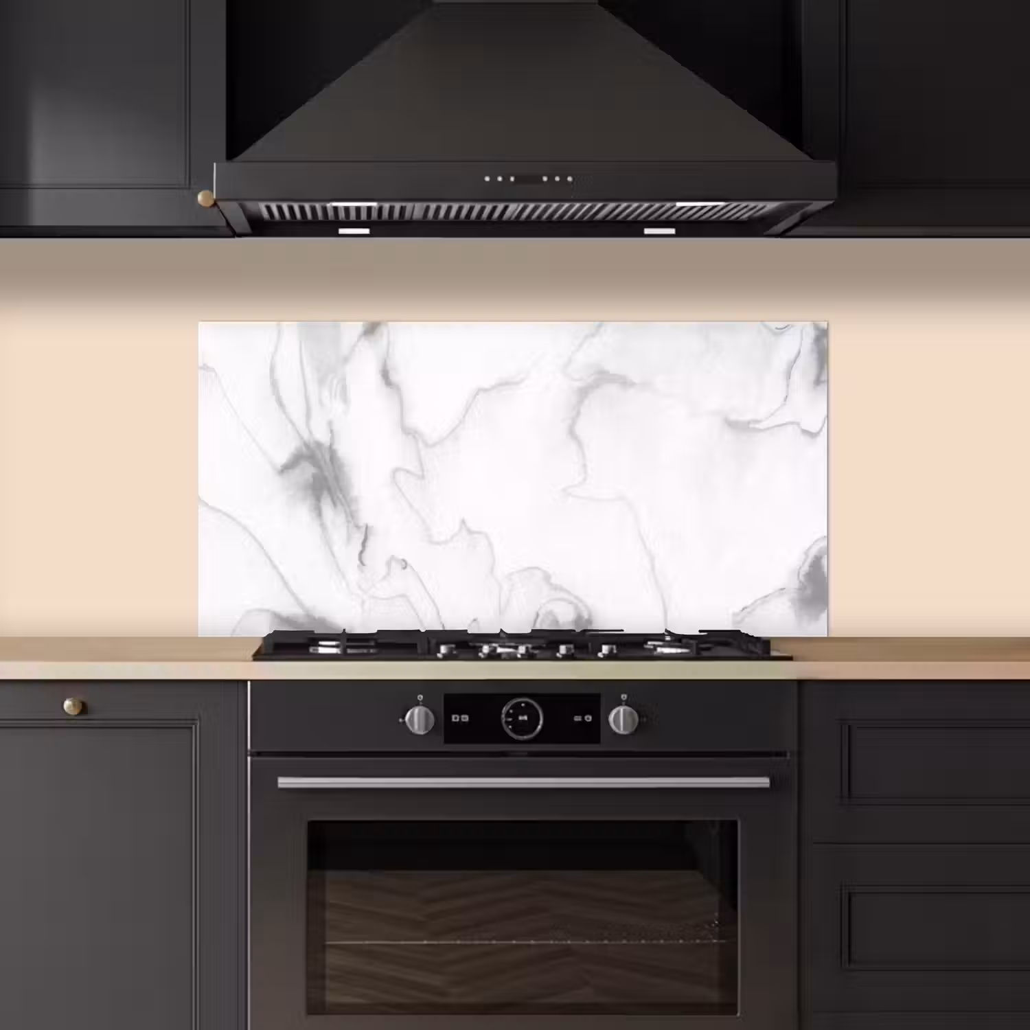 Marmer - Grijs - Wit - Abstract - Marmerlook keuken achterwand spatscherm middel -sfeer1