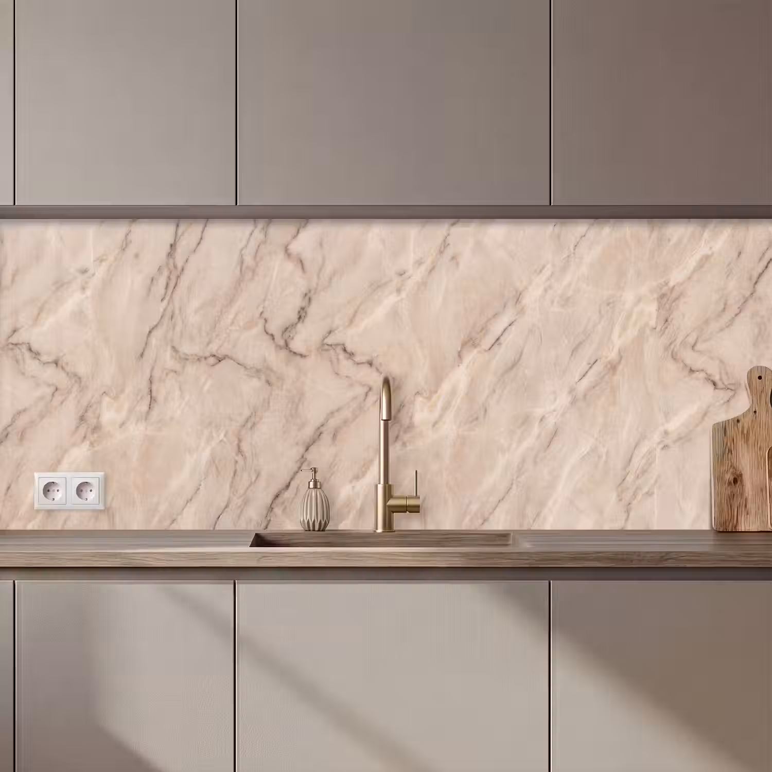 Marmer - Patroon - Abstract - Modern - Beige keuken achterwand 2 middel zz_3dshopping
