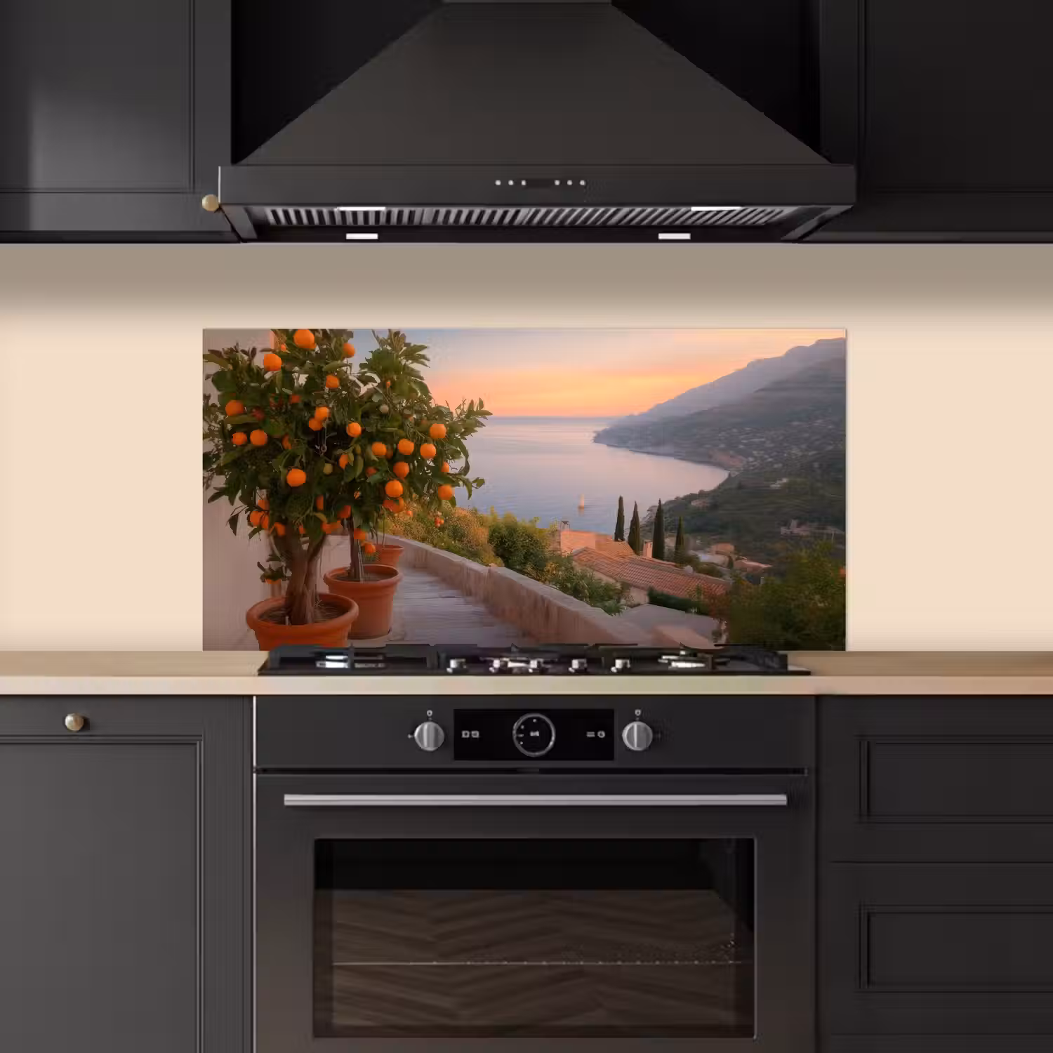 Middelandse zee - Sinaasappel - Heuvels - Zee keuken achterwand spatscherm middel -sfeer1