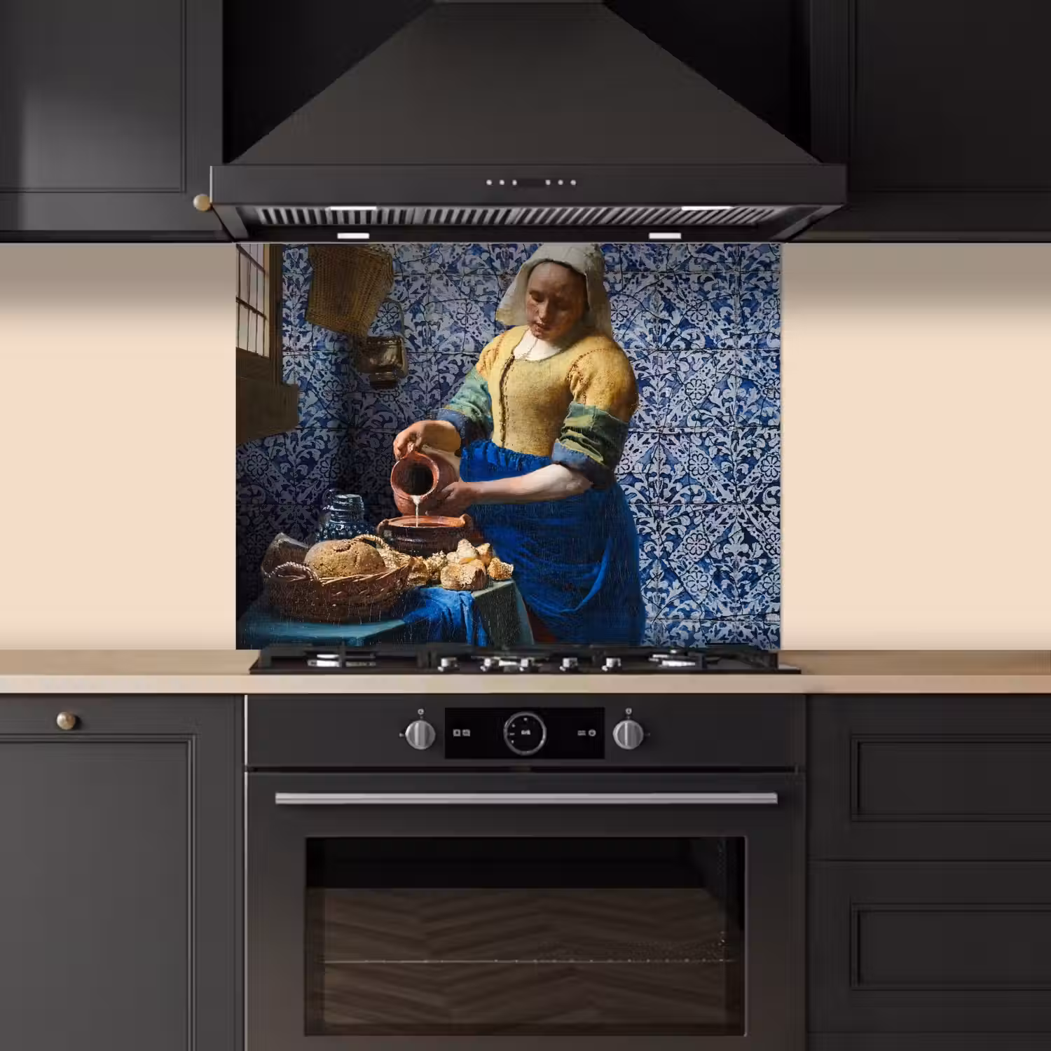 Melkmeisje - Delfts Blauw - Vermeer - Schilderij - Oude meesters keuken achterwand spatscherm middel -sfeer1